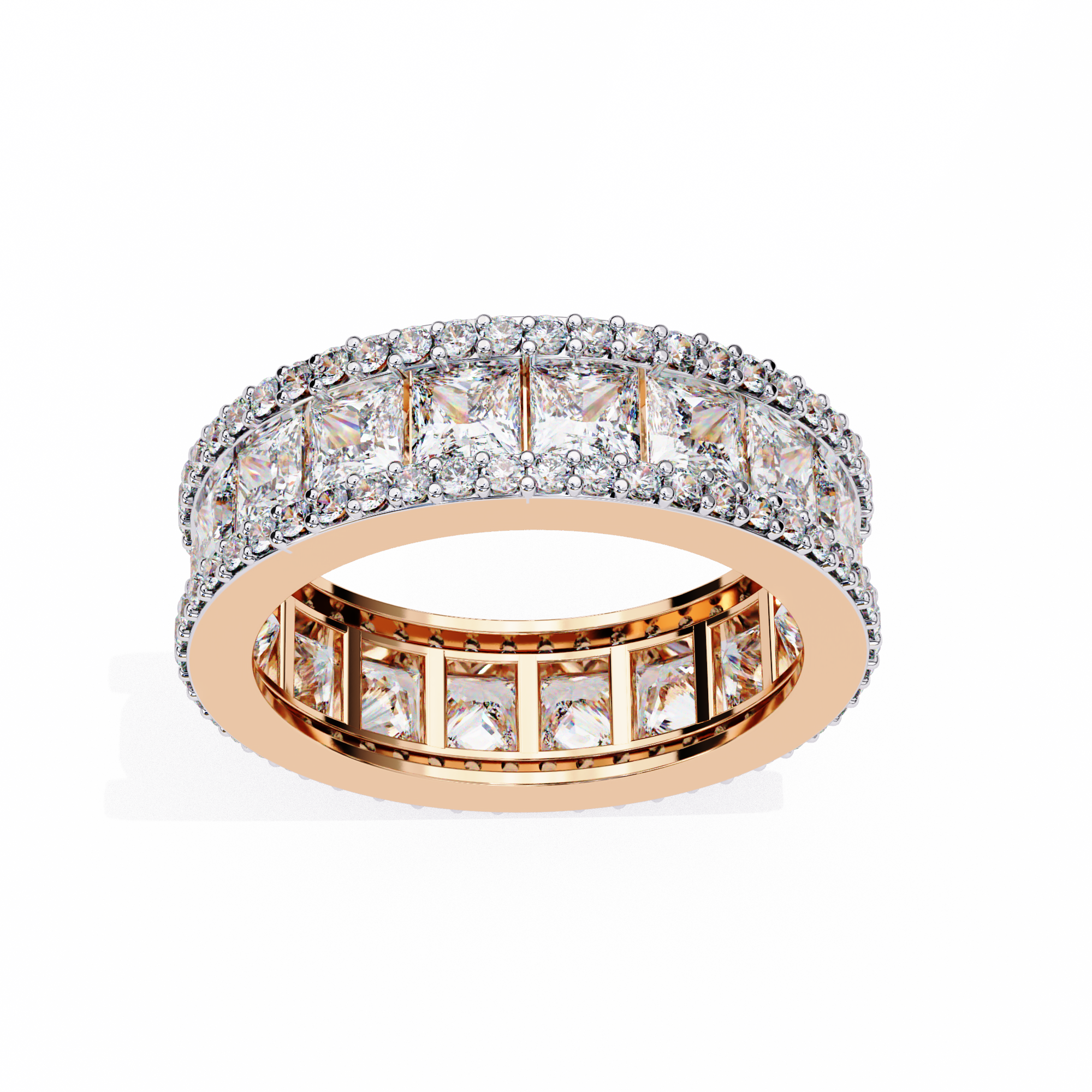 3.54 Carat Princess Round Band 18K