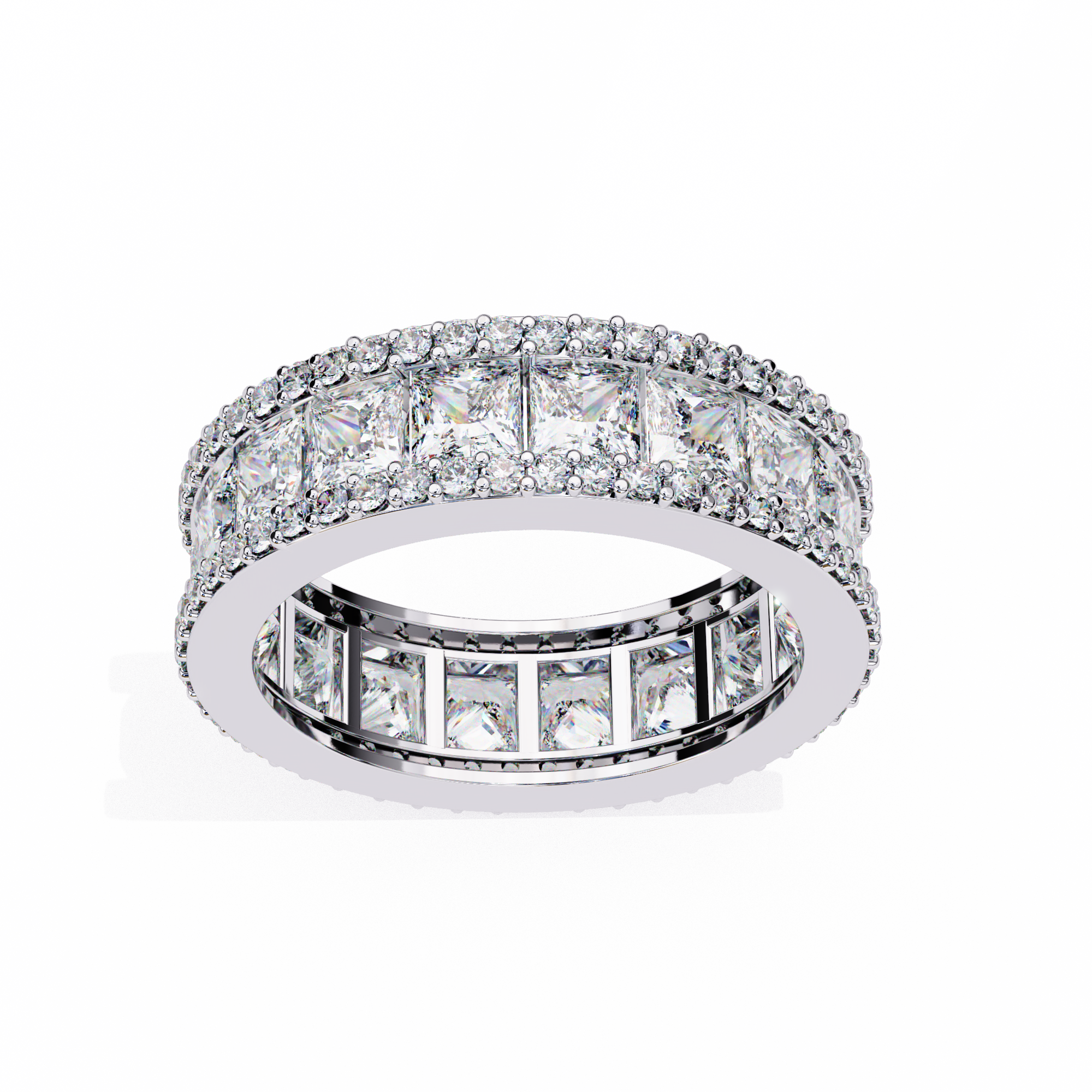 3.54 Carat Princess Round Band 18K