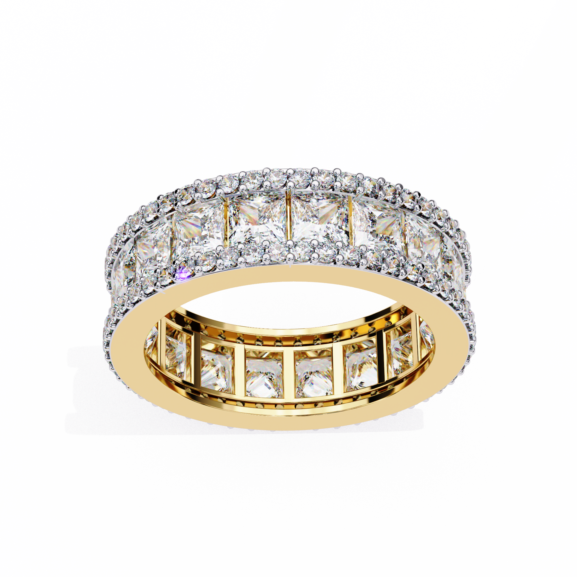 3.54 Carat Princess Round Band 18K