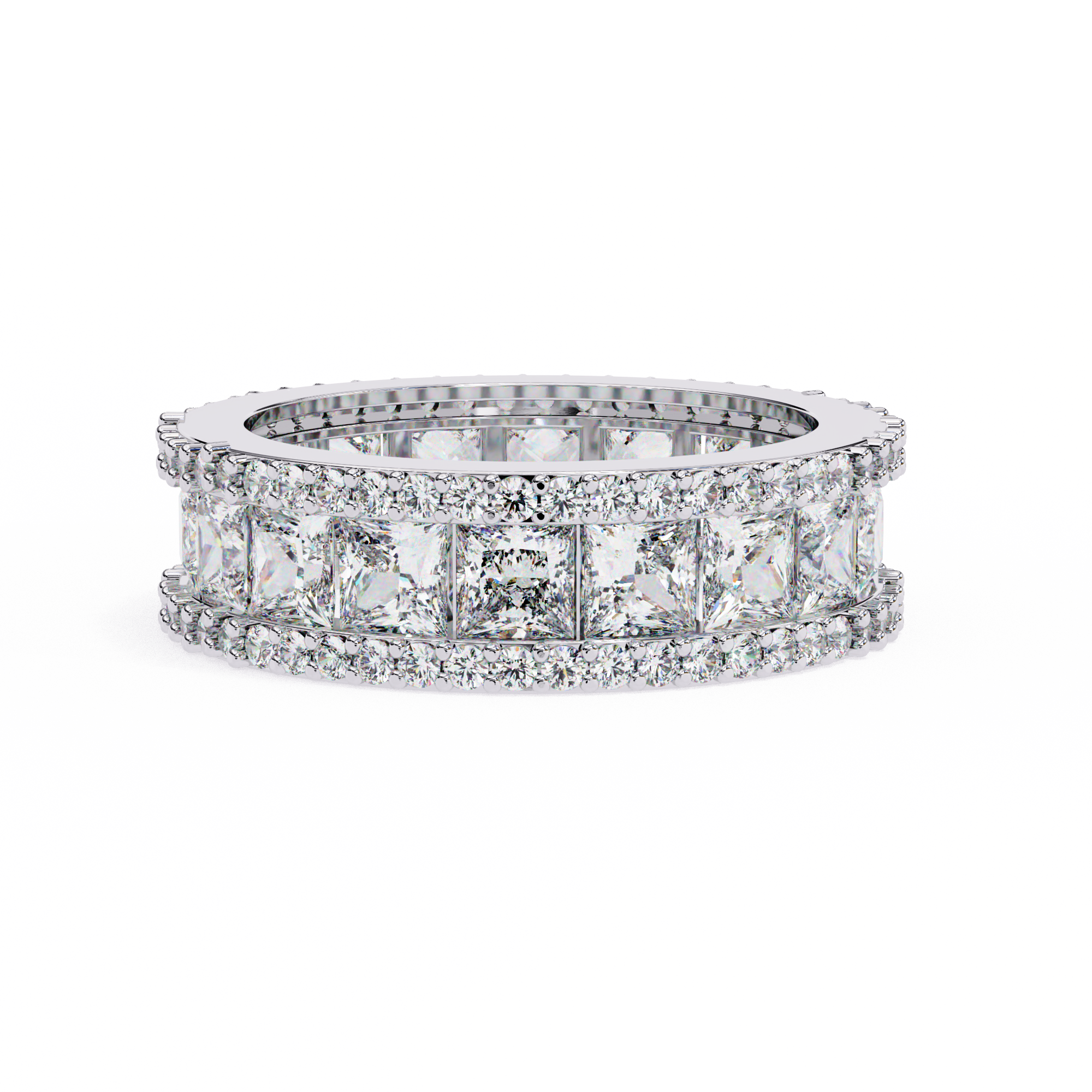 3.54 Carat Princess Round Band 18K