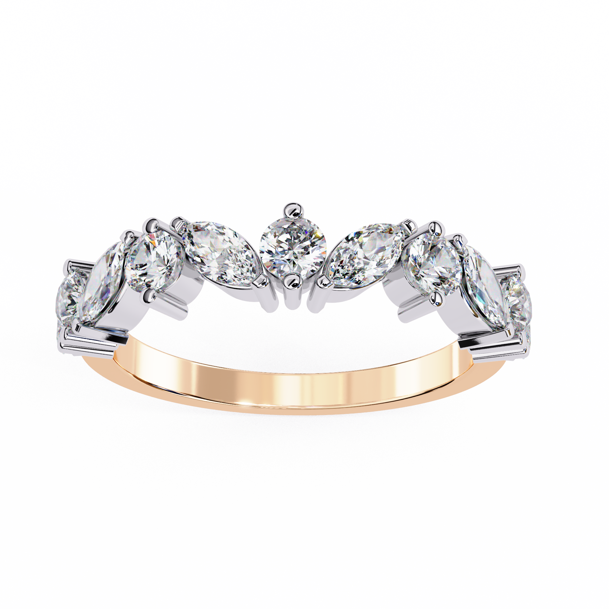 0.9 Carat marquise round band