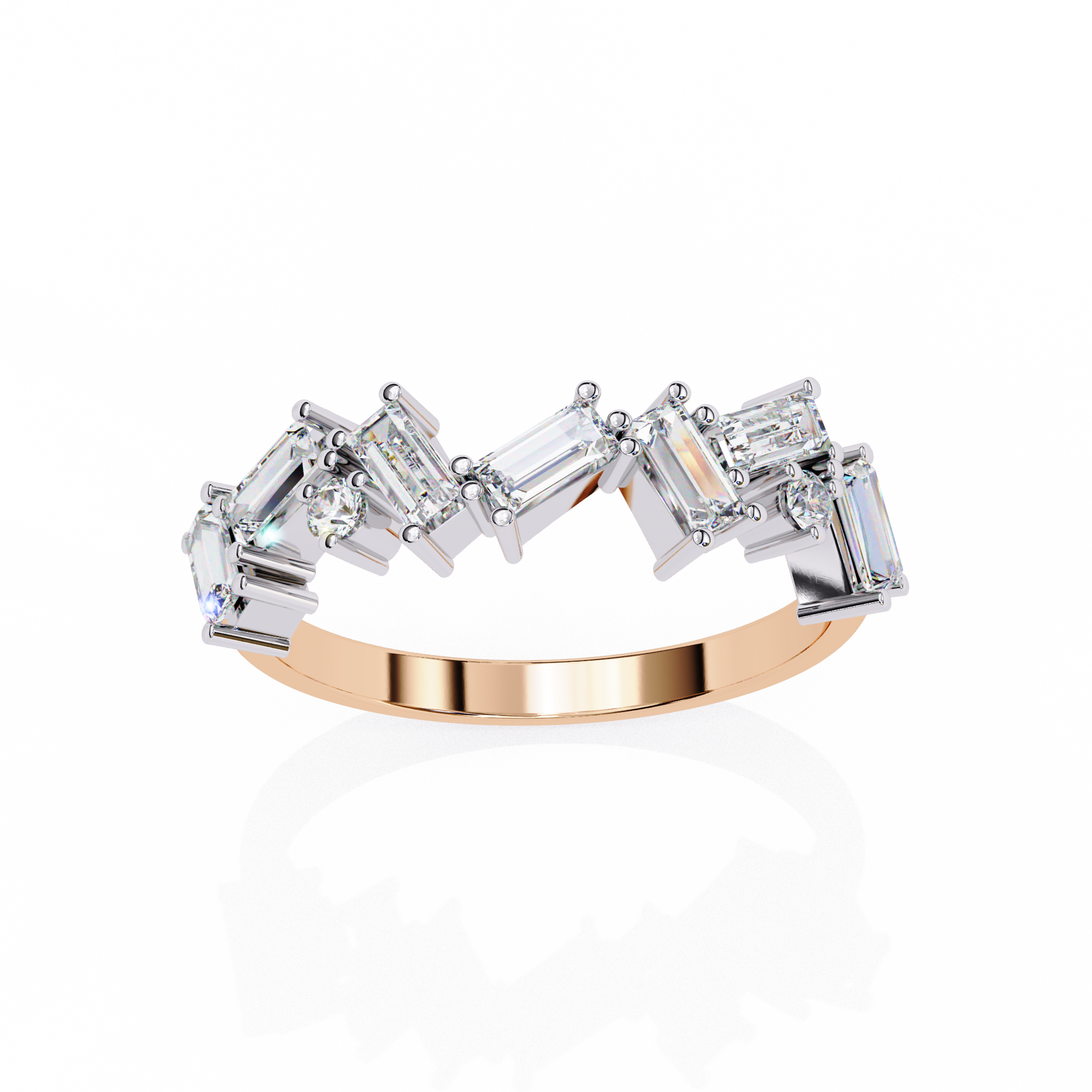 0.68 carat round baguette straight band