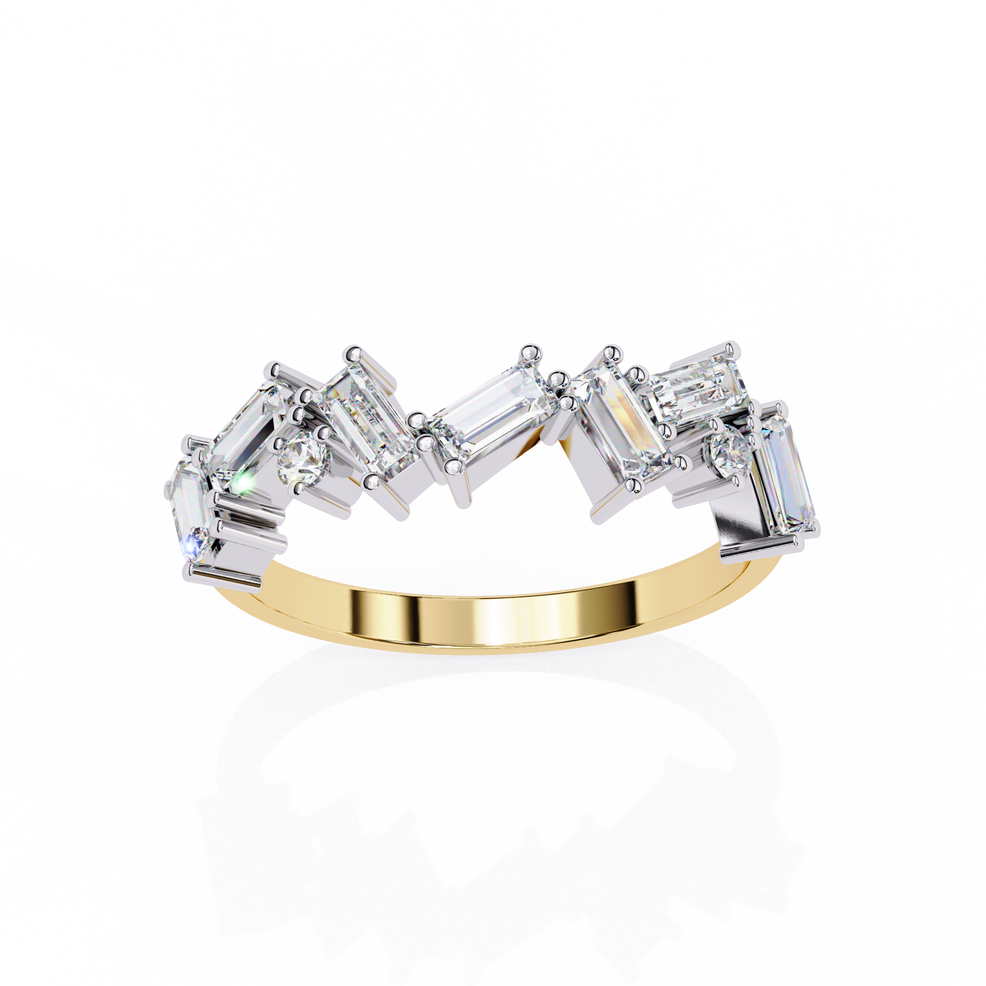 0.68 carat round baguette straight band