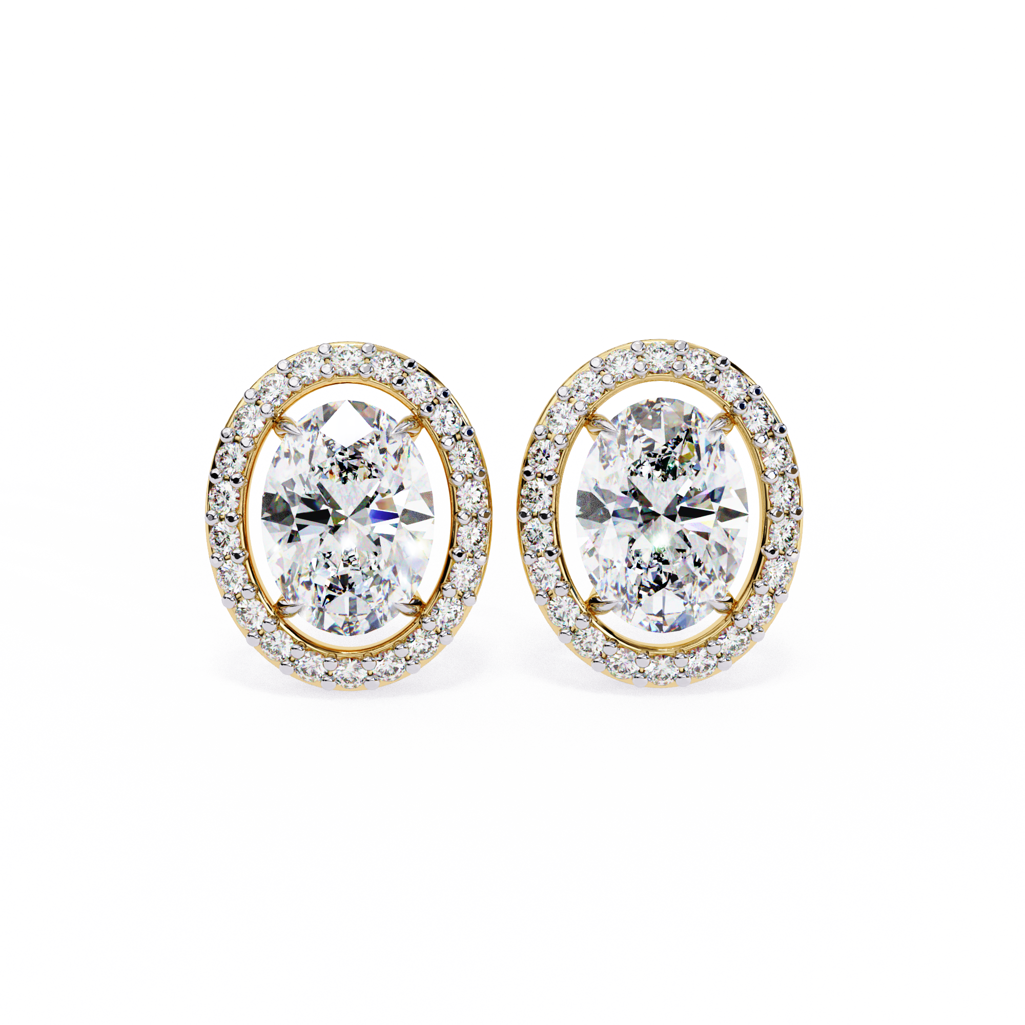 0.97 carat round oval earring 18K