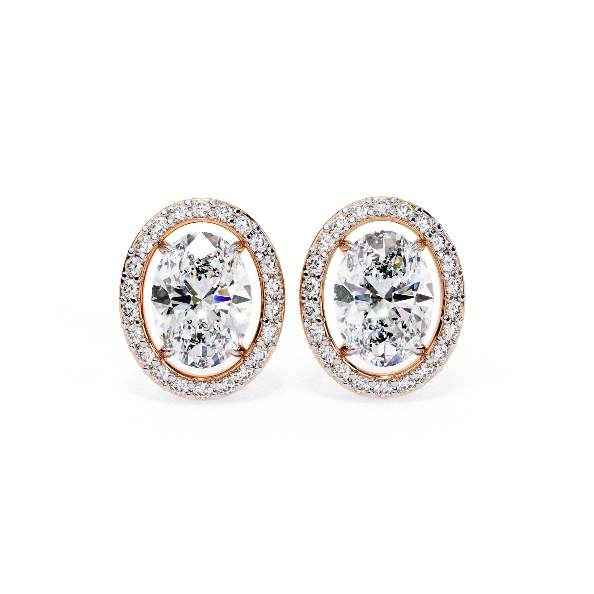 0.97 carat round oval earring