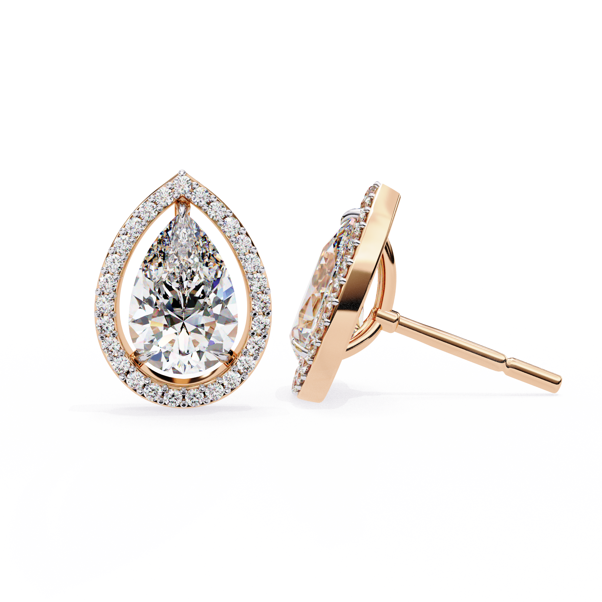 0.81 carat round pear earring 18K