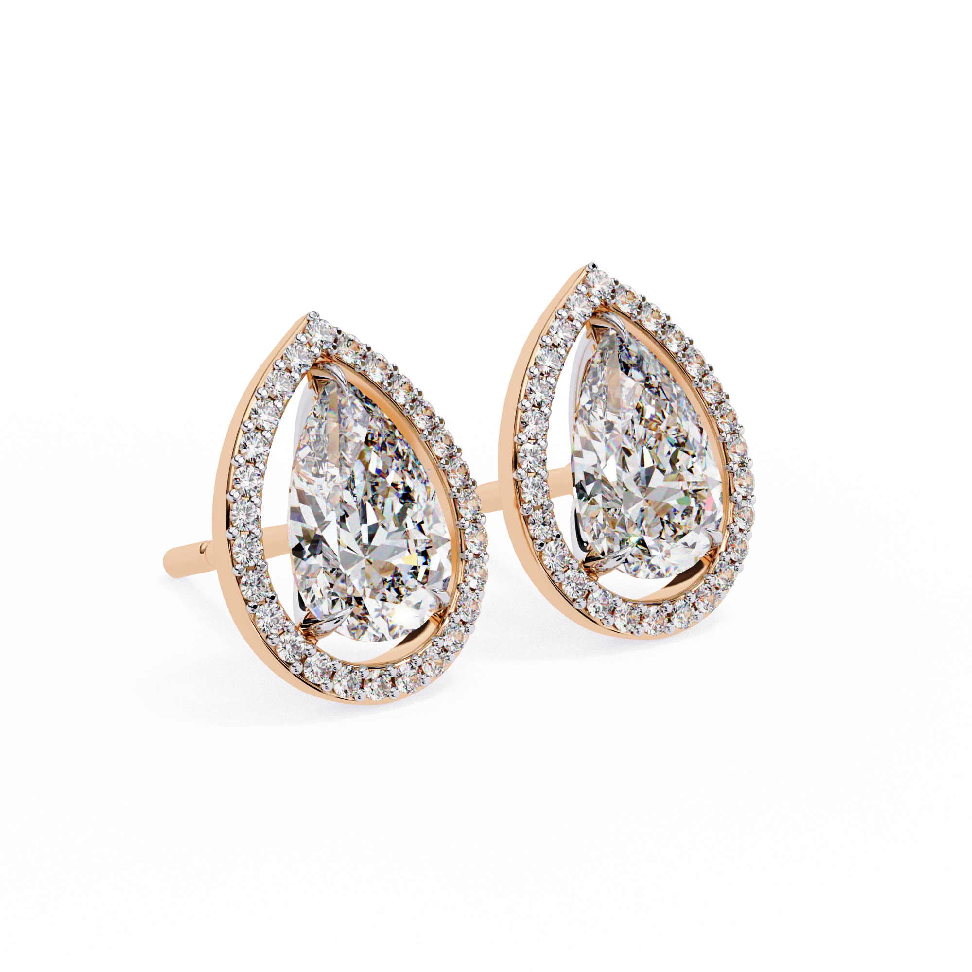 0.81 carat round pear earring 18K