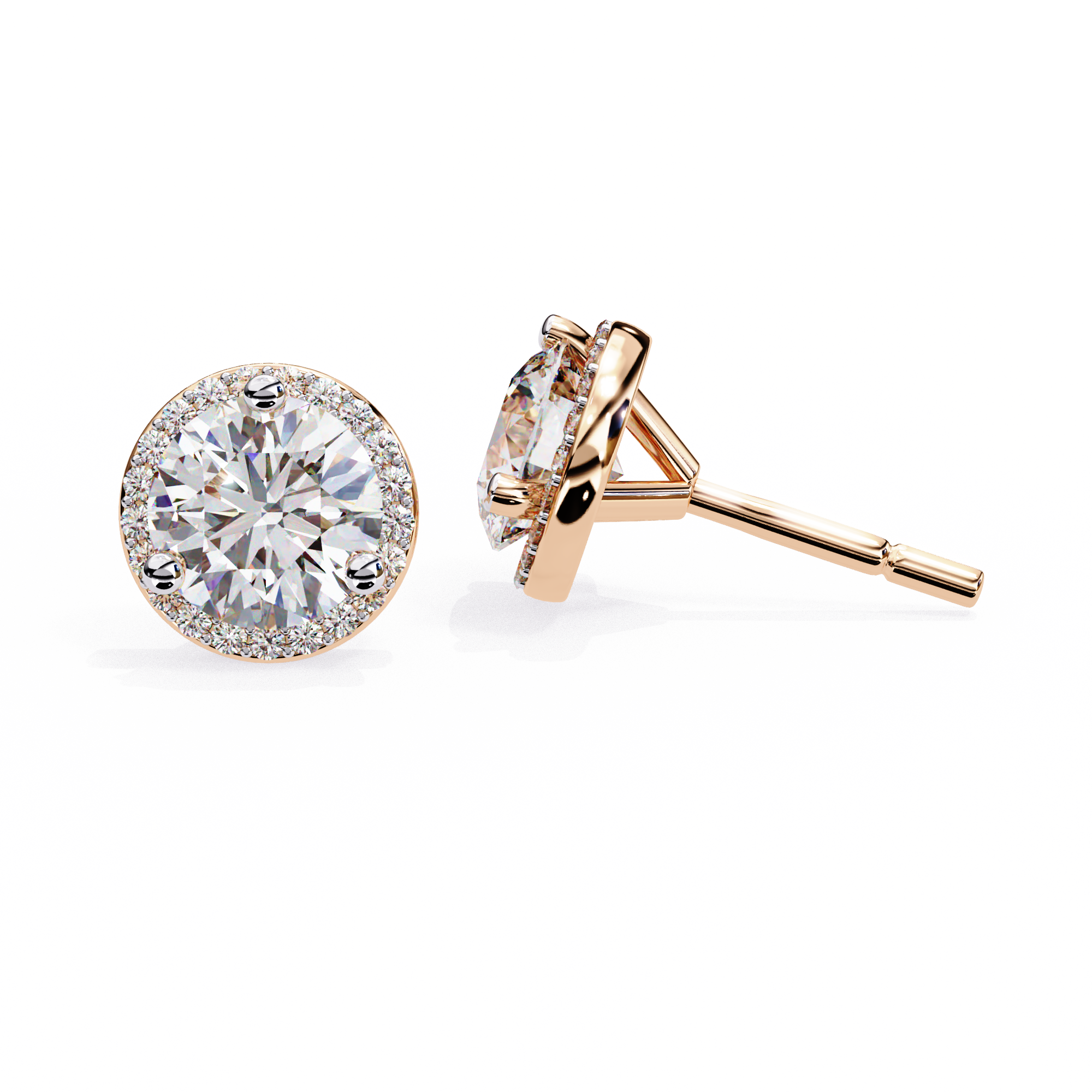 1.95 carat round earring