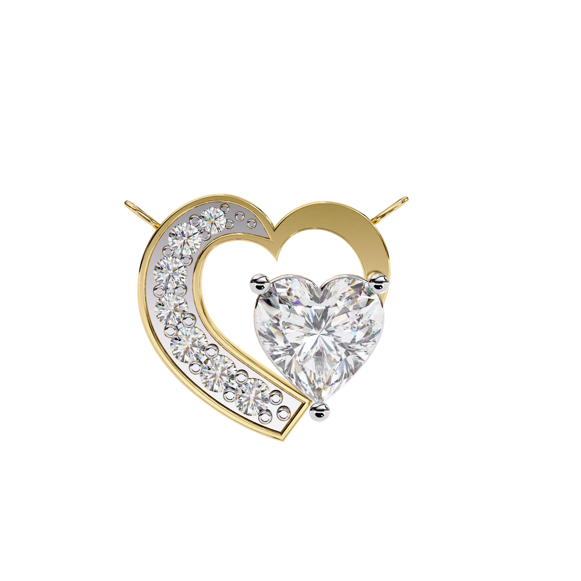 0.87 carat heart round pendant 18K