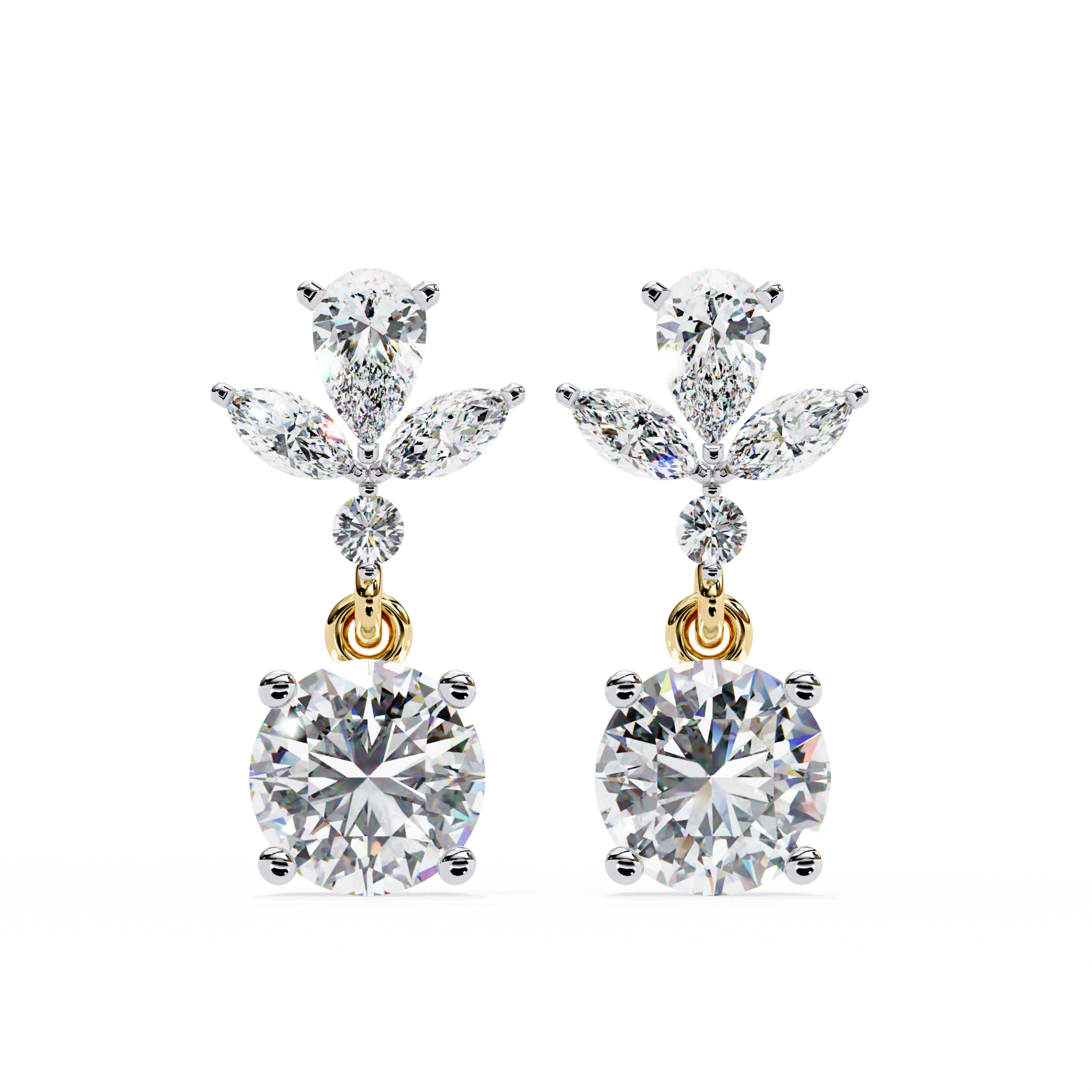 1.16 carat marquise round pear earring 18K