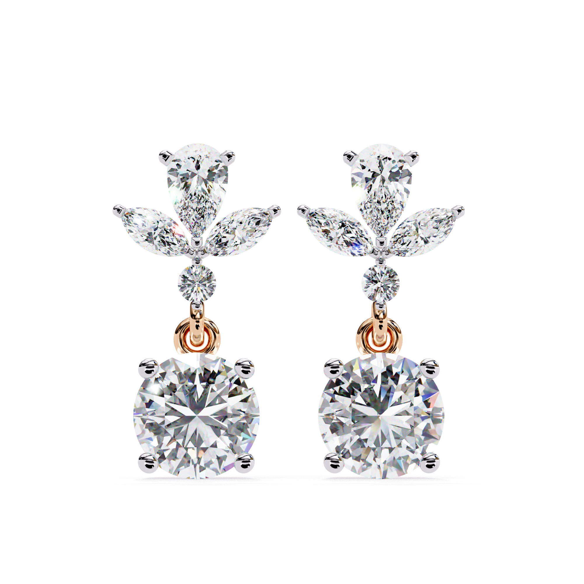 1.16 carat marquise round pear earring 18K