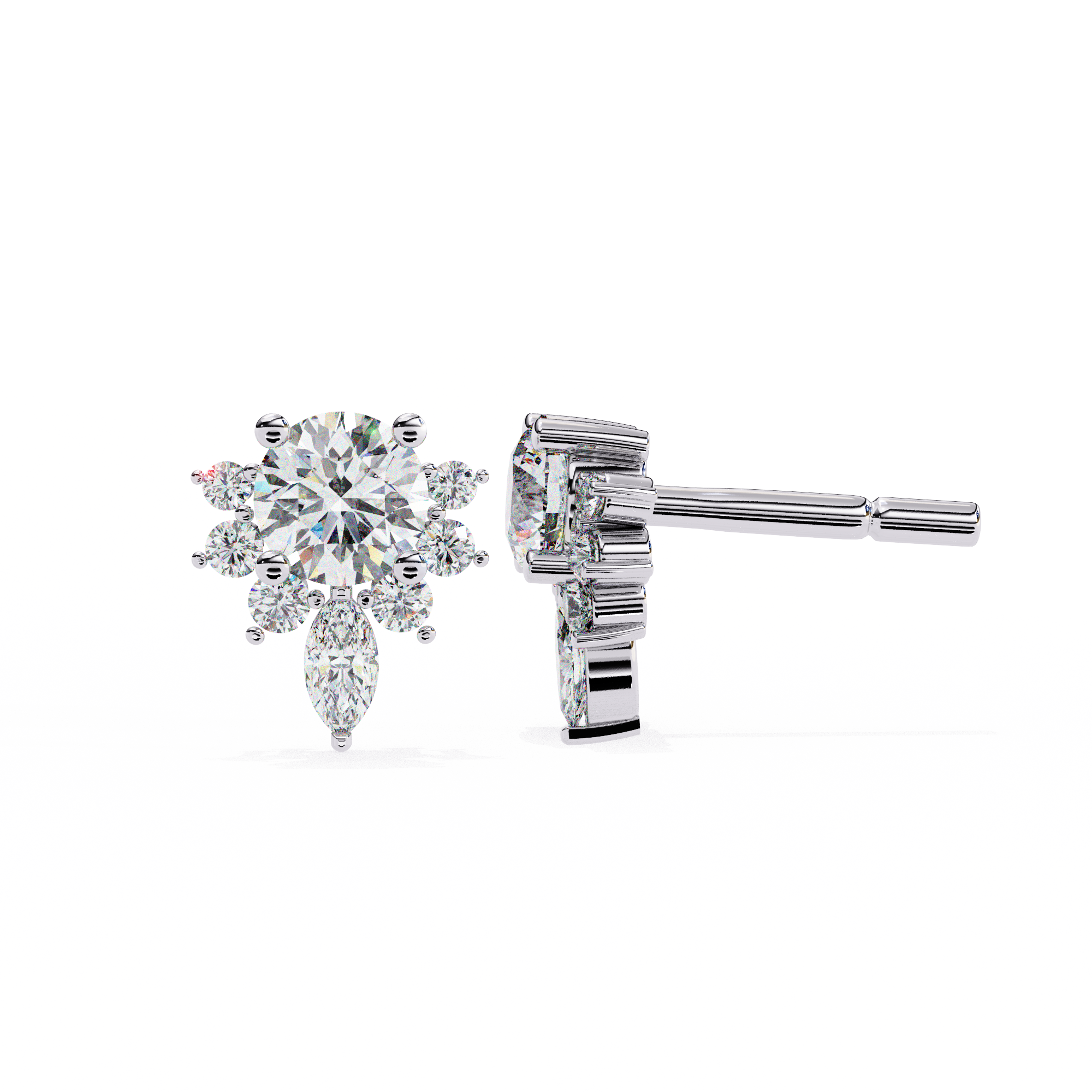 0.68 carat marquise round earring