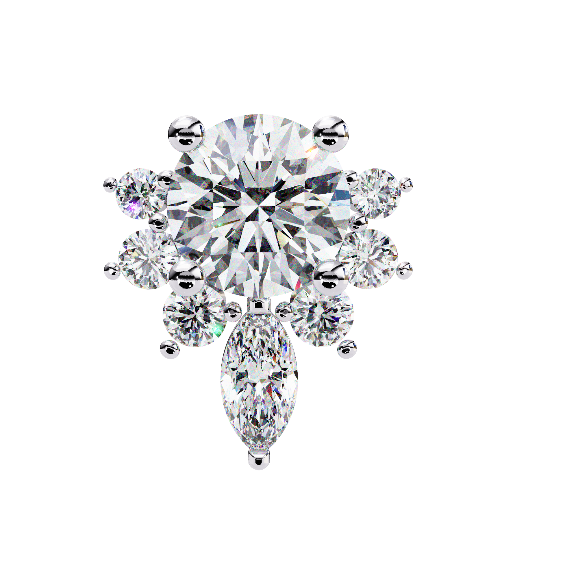 0.68 carat marquise round earring