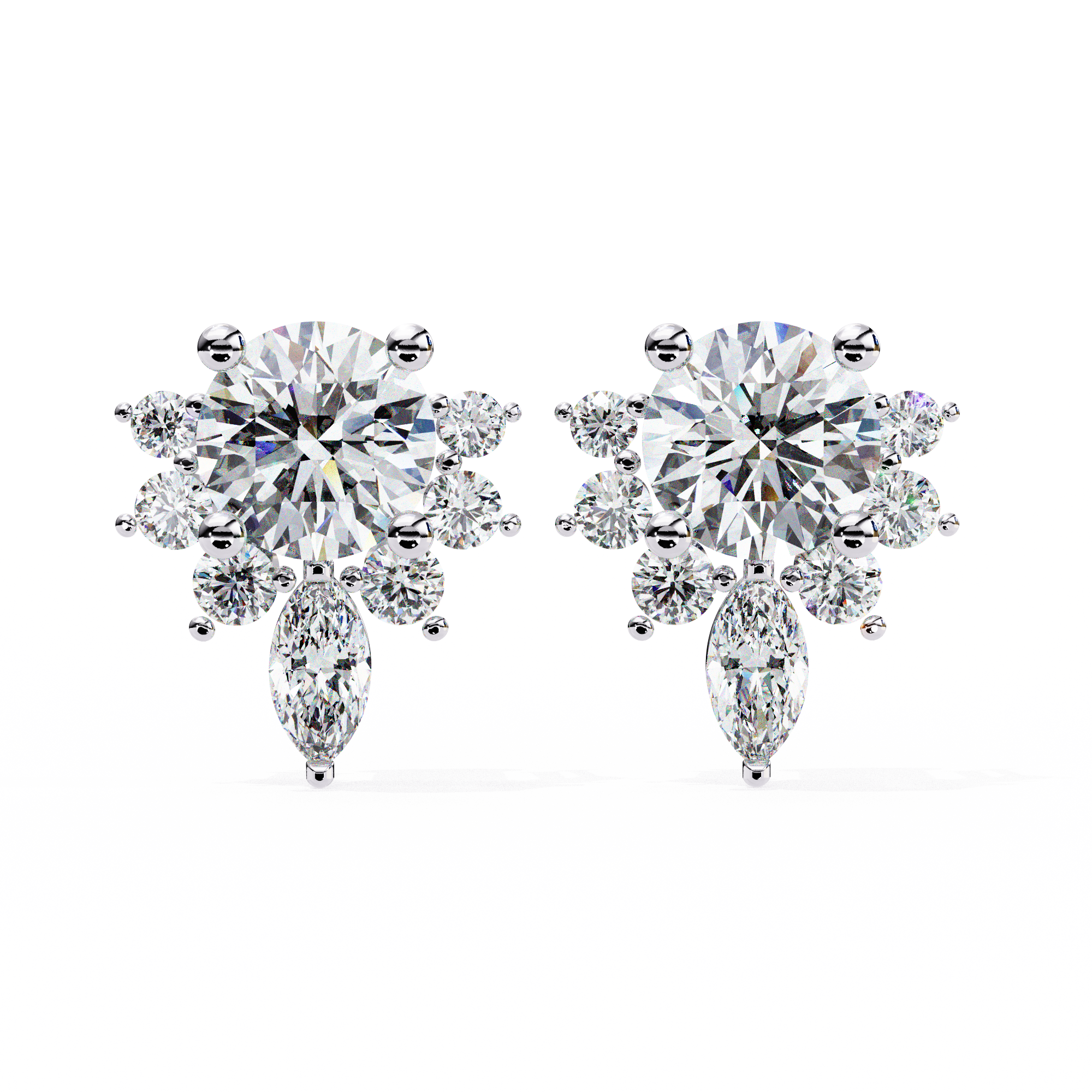 0.68 carat marquise round earring