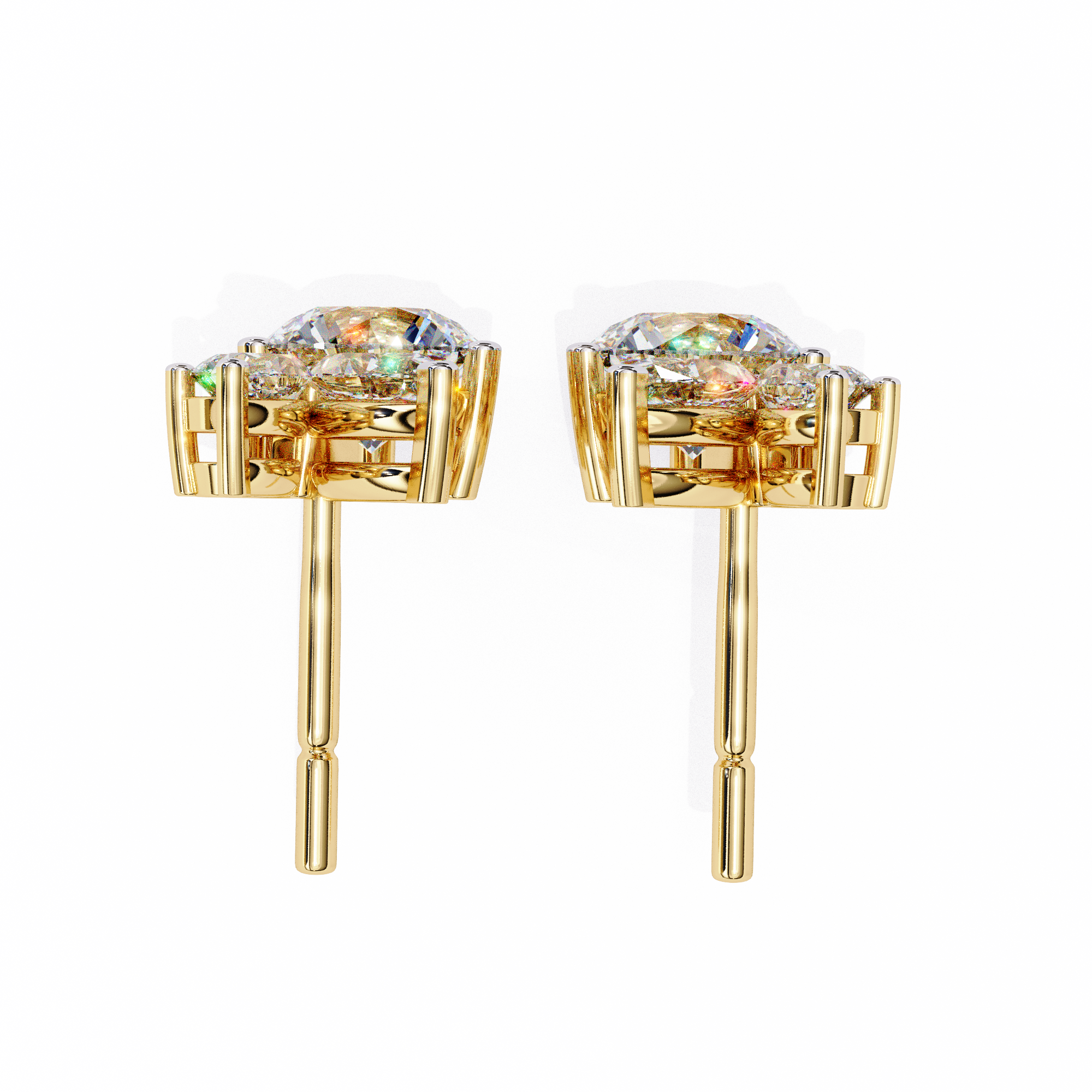 1.42 ct Solar Halo Earrings 9k