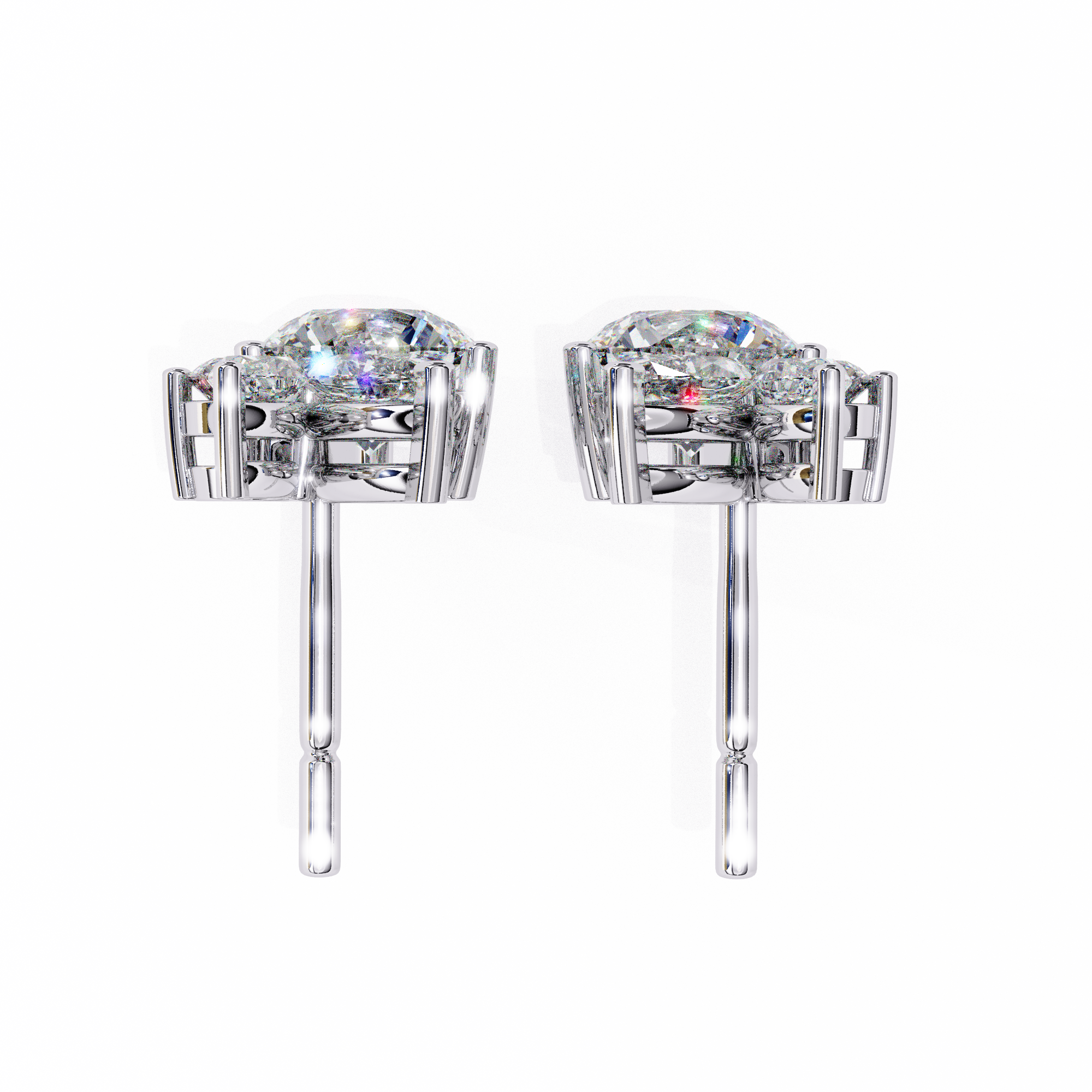 1.42 ct Solar Halo Earrings 9k