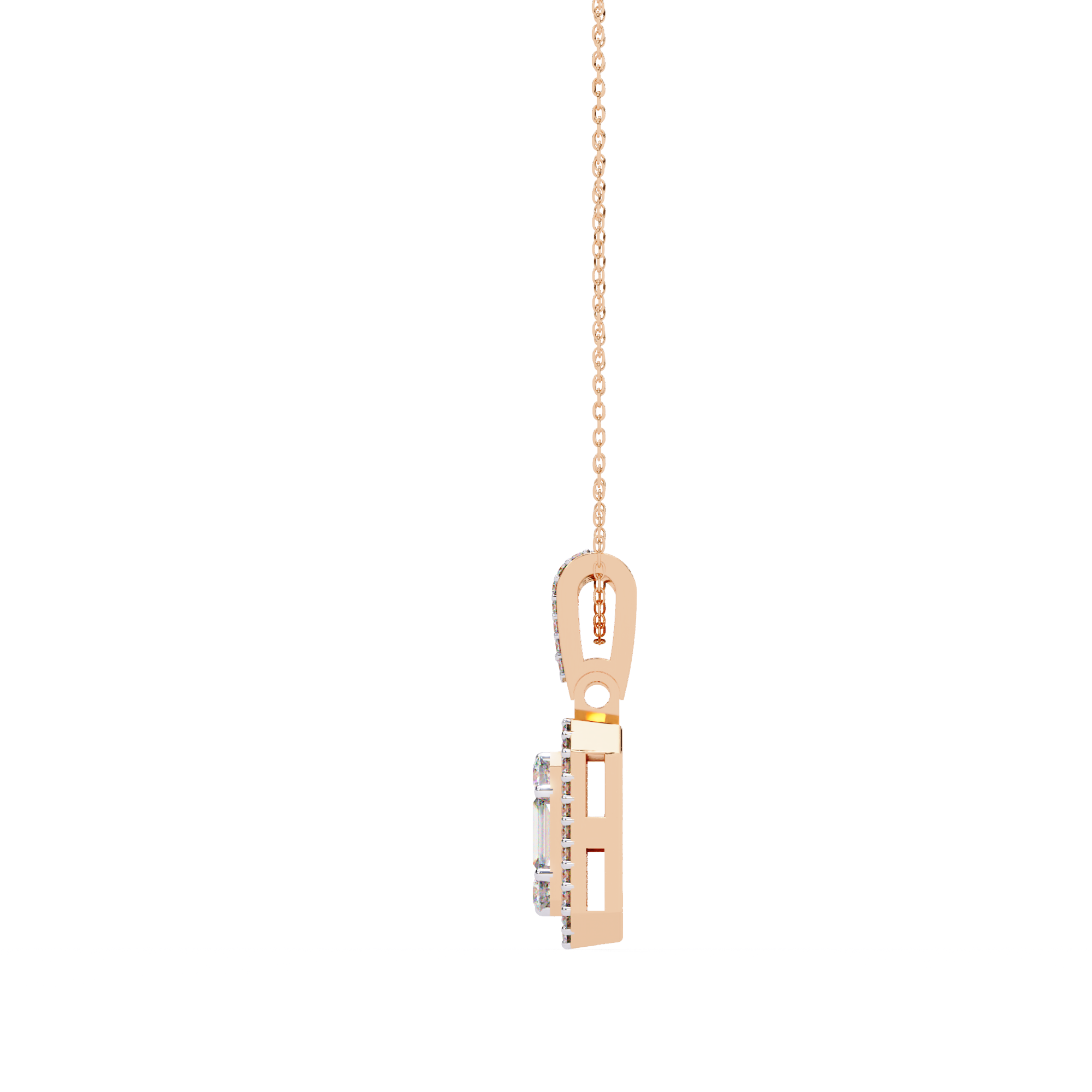 0.72 carat round princess baguette straight pendant