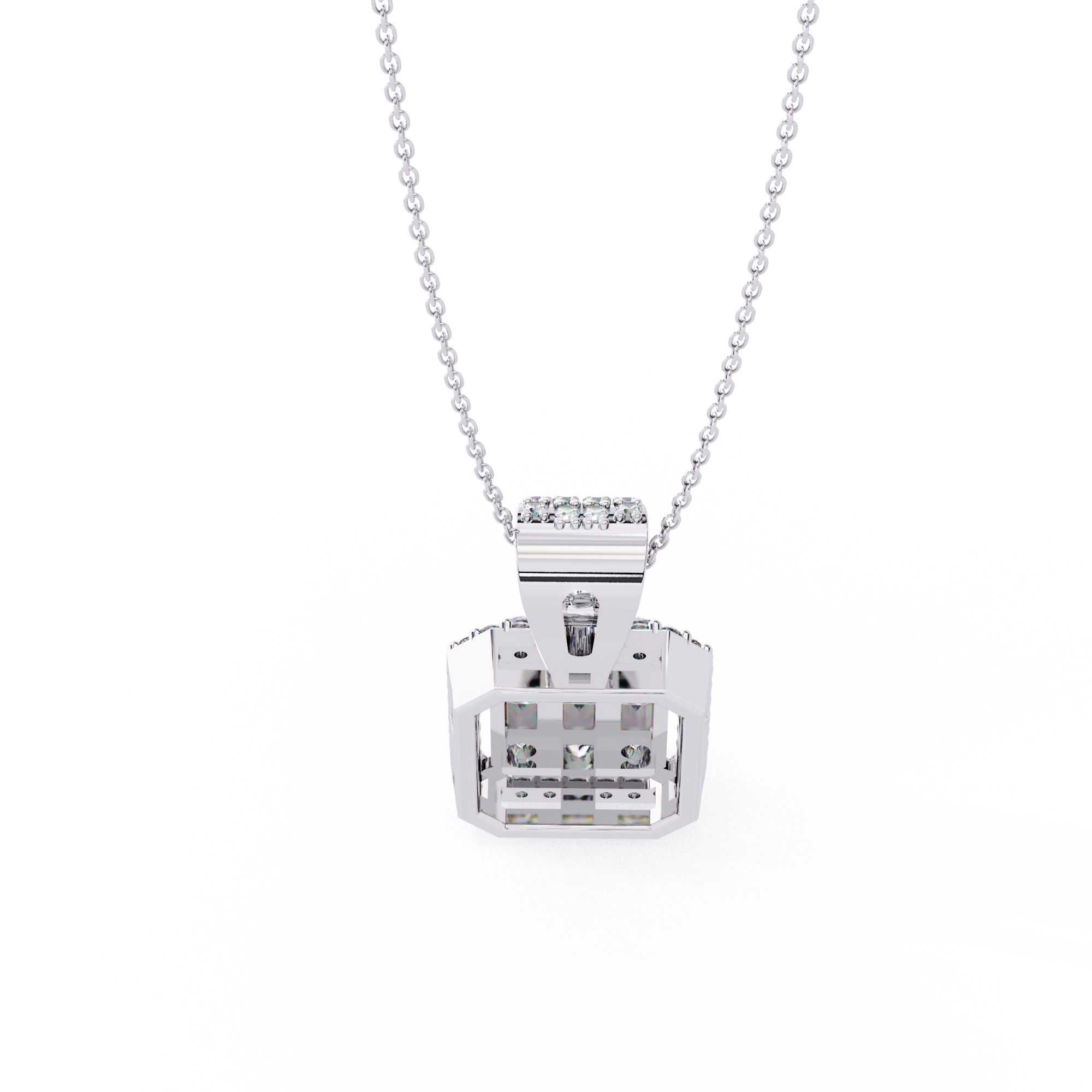 0.72 carat round princess baguette straight pendant