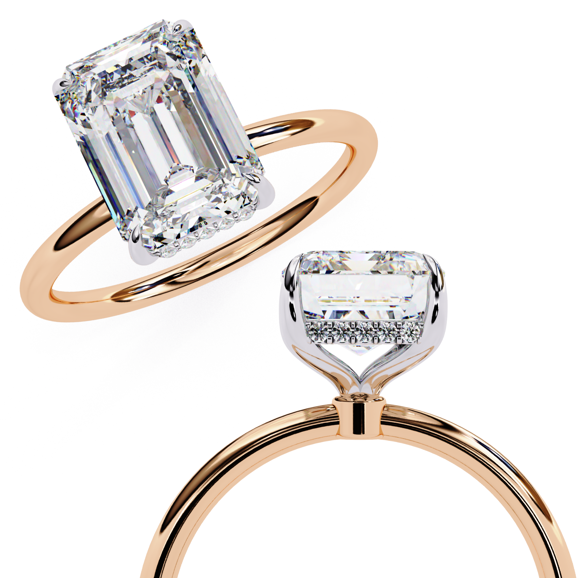 2.62 ct Emerald-Round Harmony Ring 9k