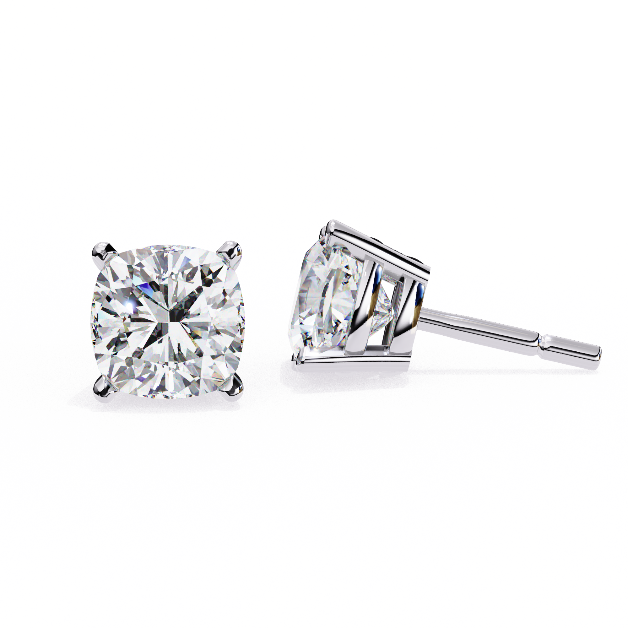 2.33 carat cushion square earring 18K