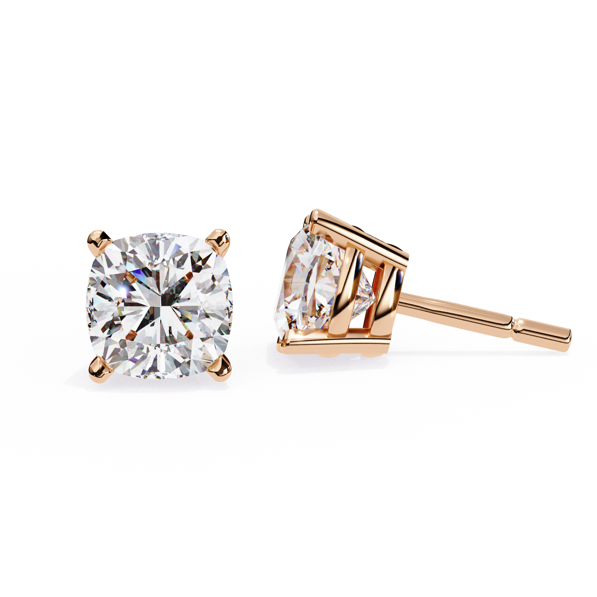 2.33 carat cushion square earring 18K