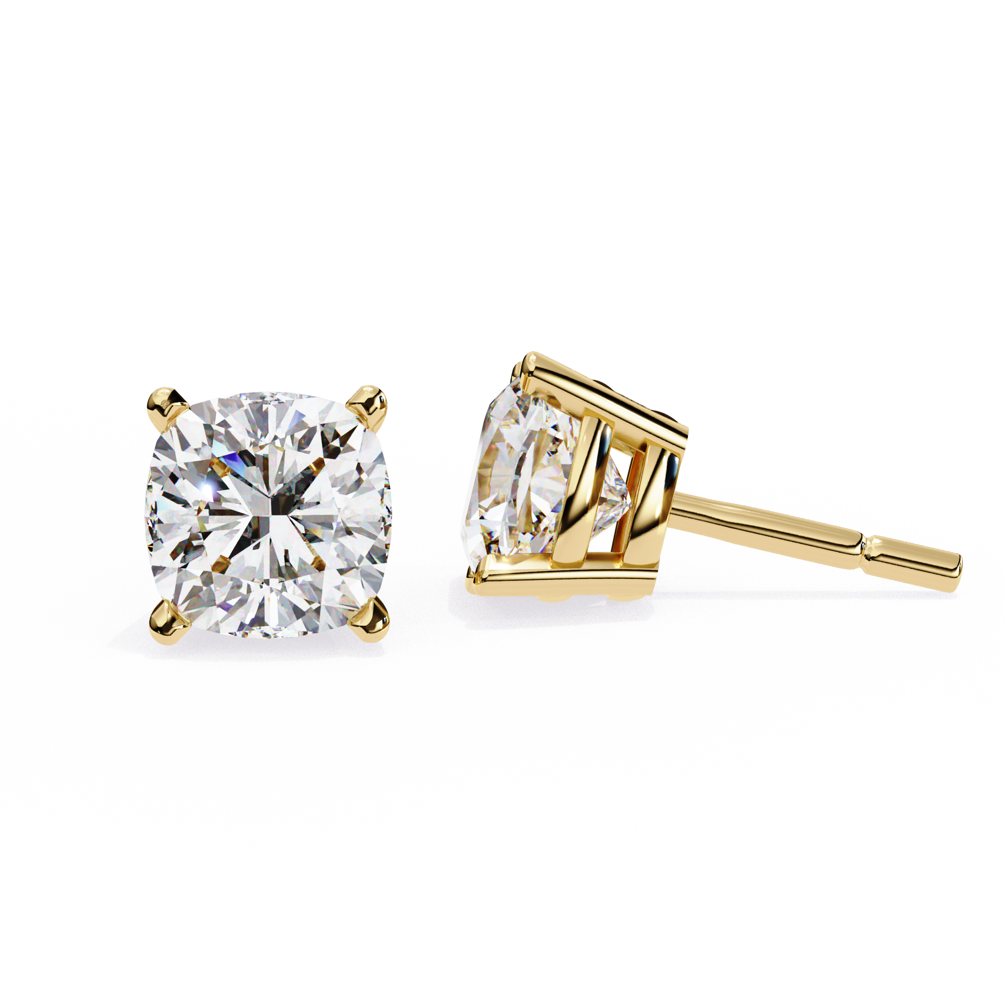 2.33 carat cushion square earring 18K