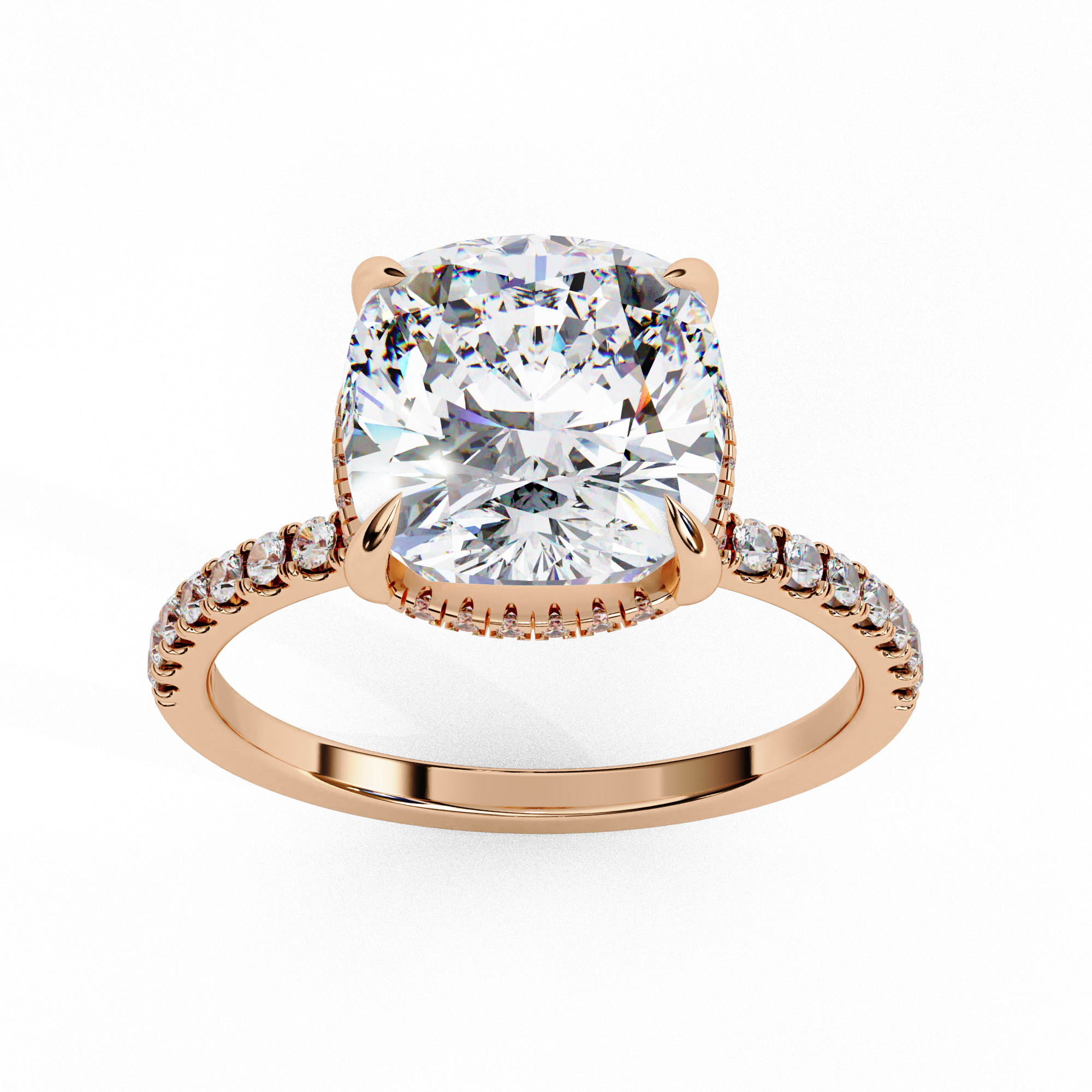 3.53 carat cushion square round rings