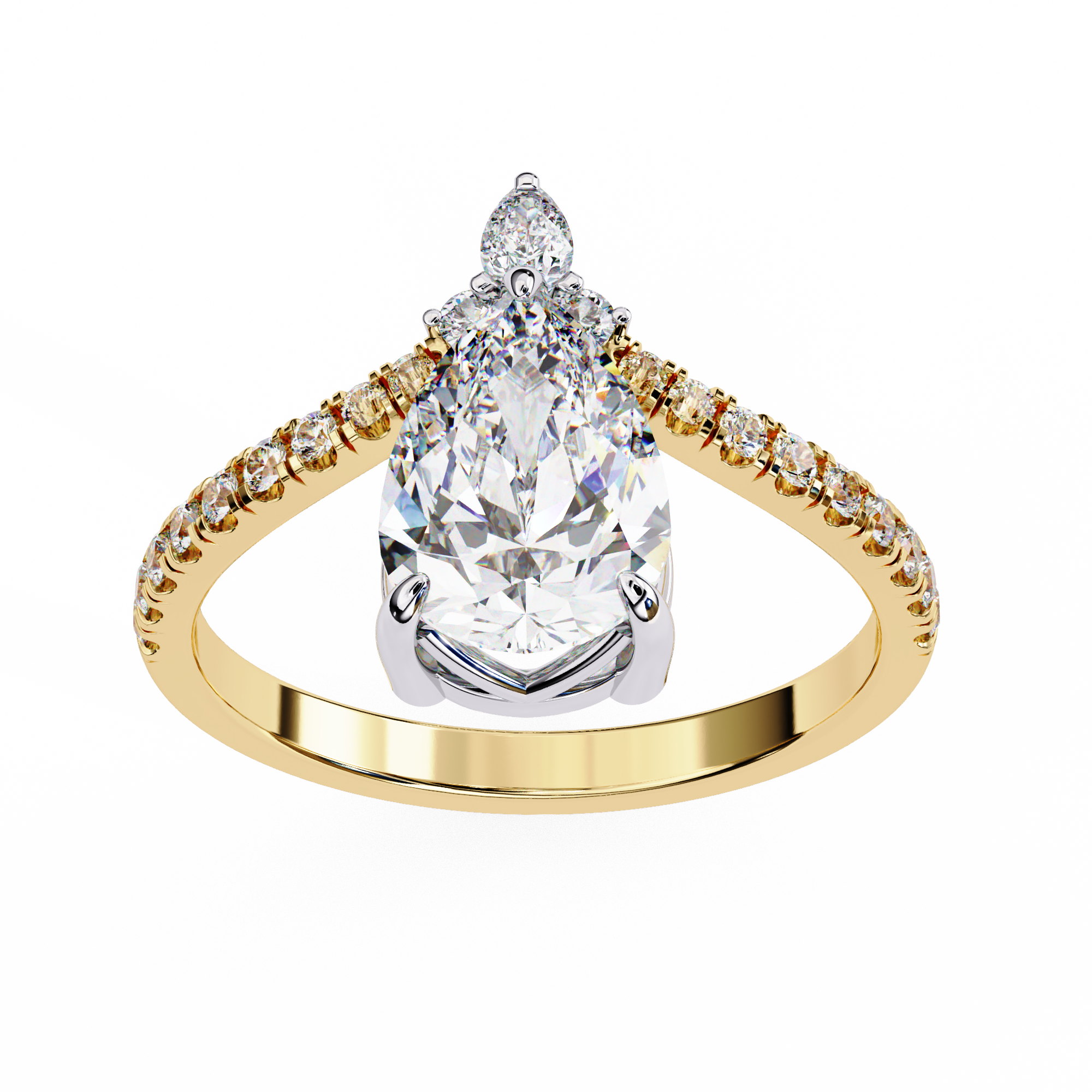 1.72 carat pear round rings