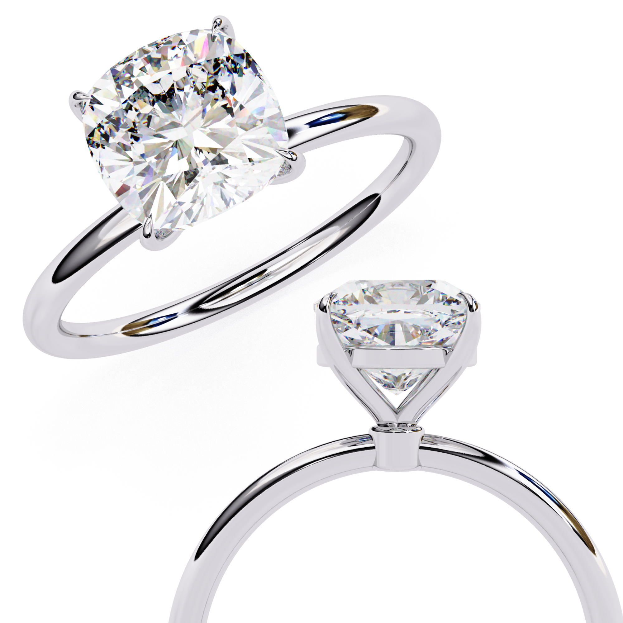 2.65 carat cushion square rings