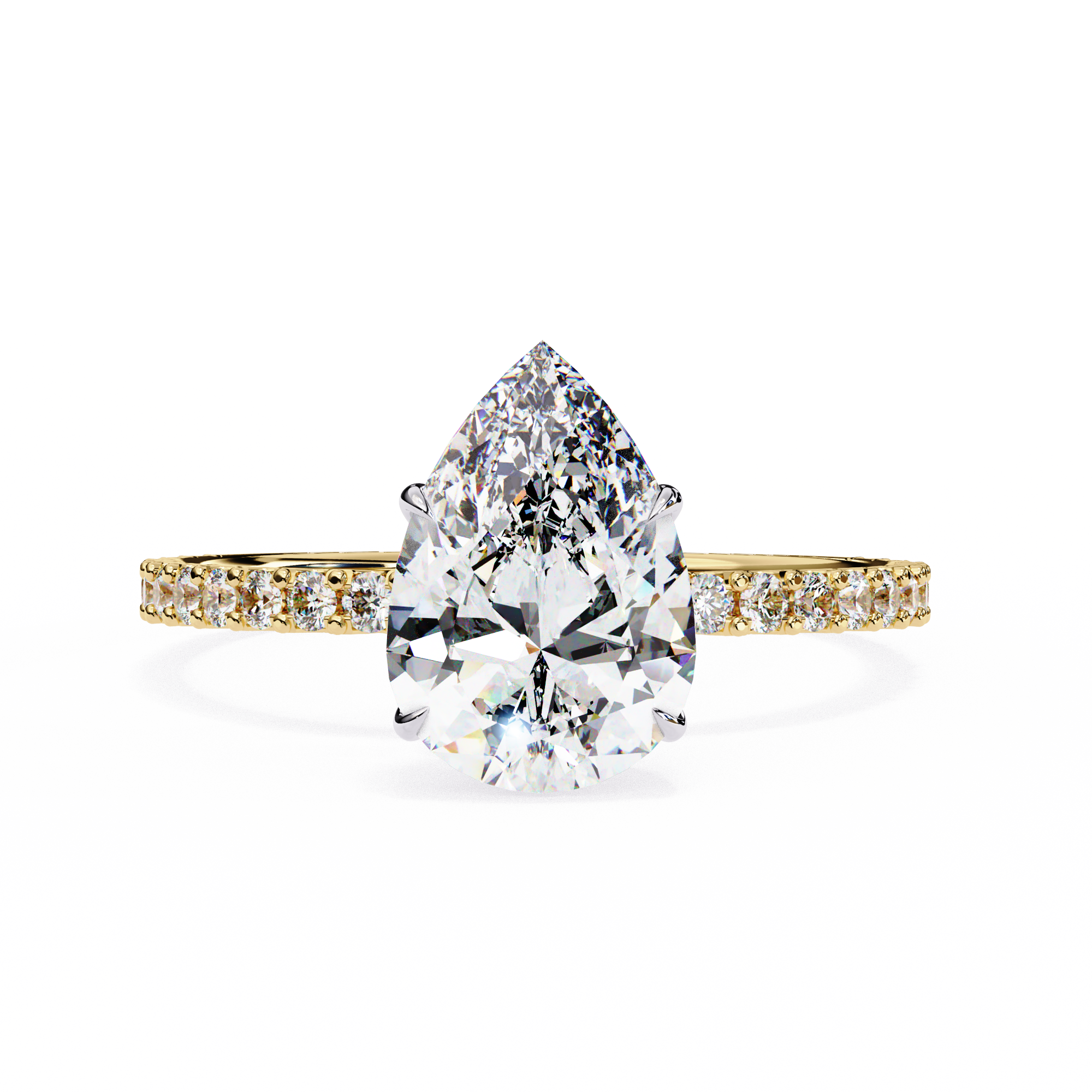 2.06 carat pear round rings 18K