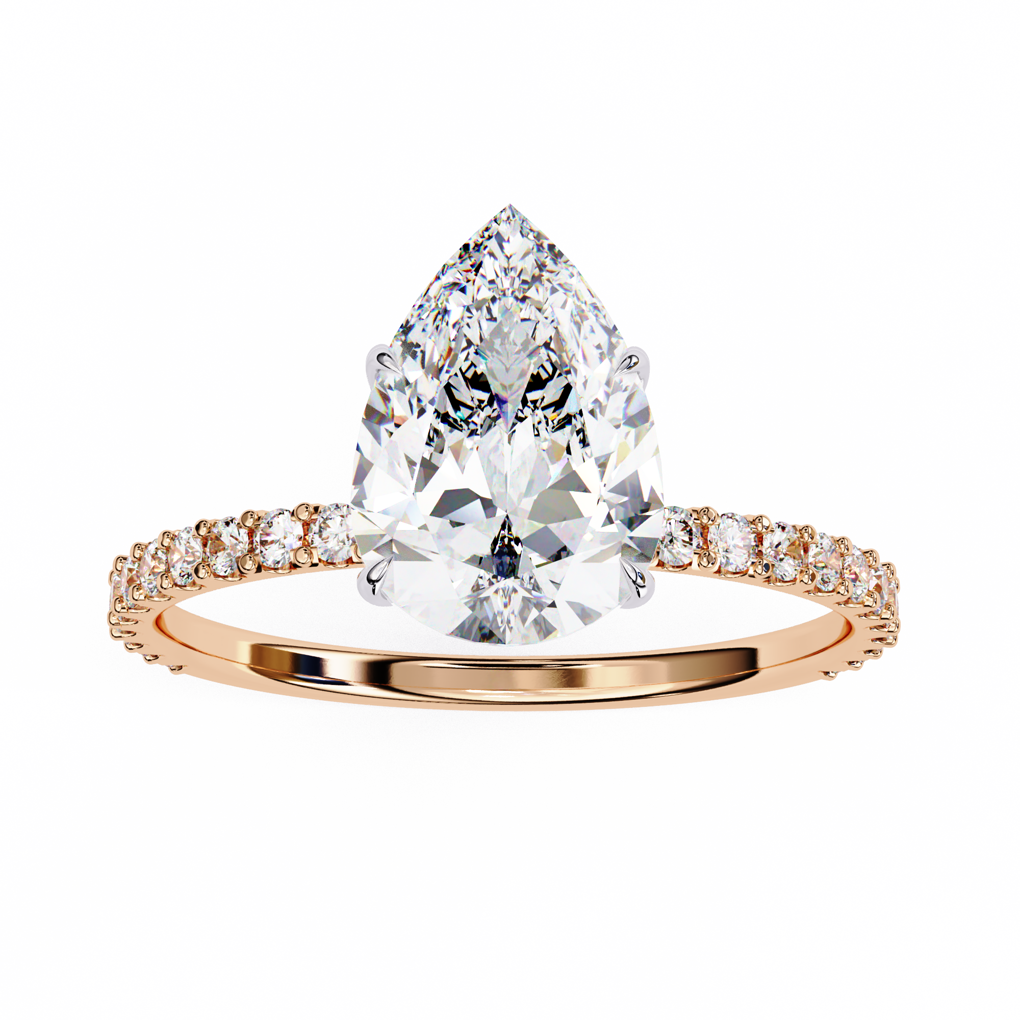 2.06 carat pear round rings