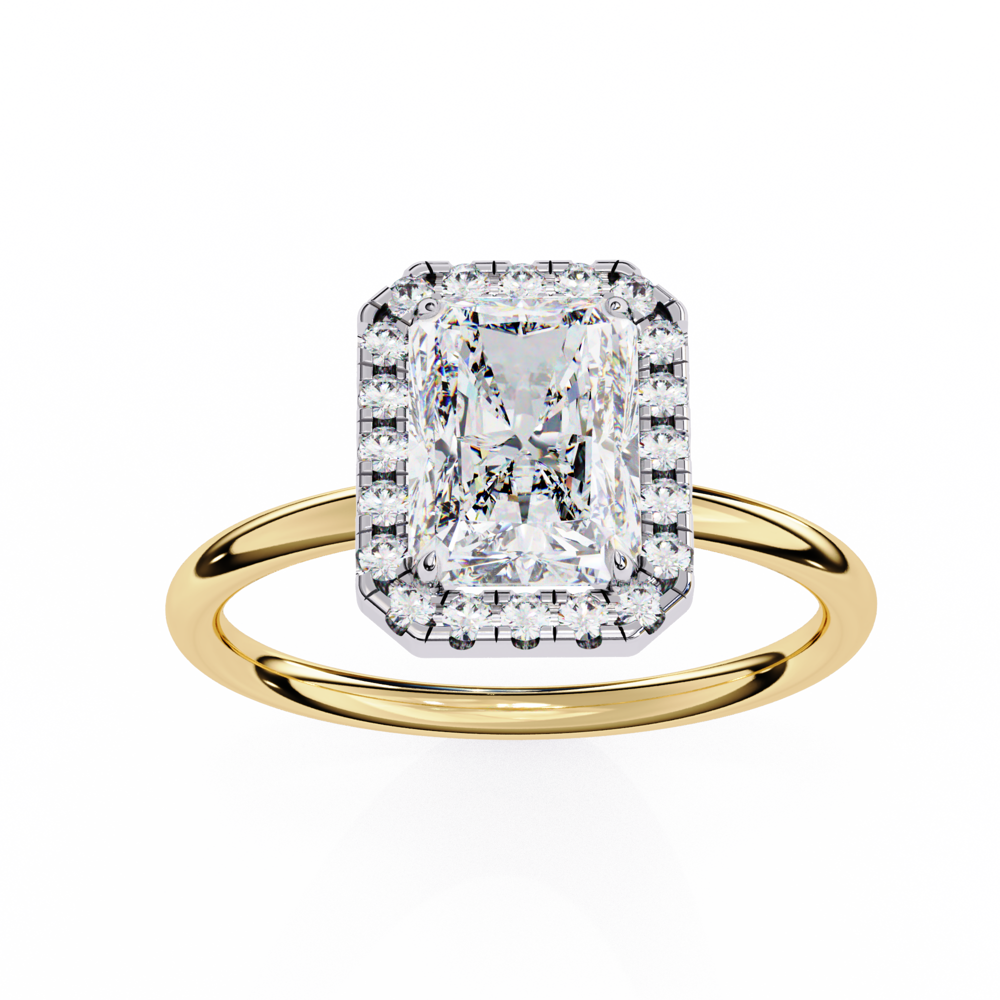 1.96 carat radiant round rings 18K