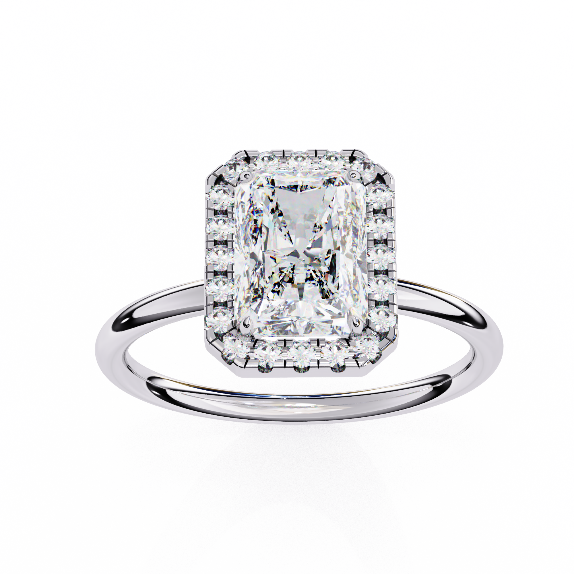 1.96 carat radiant round rings 18K