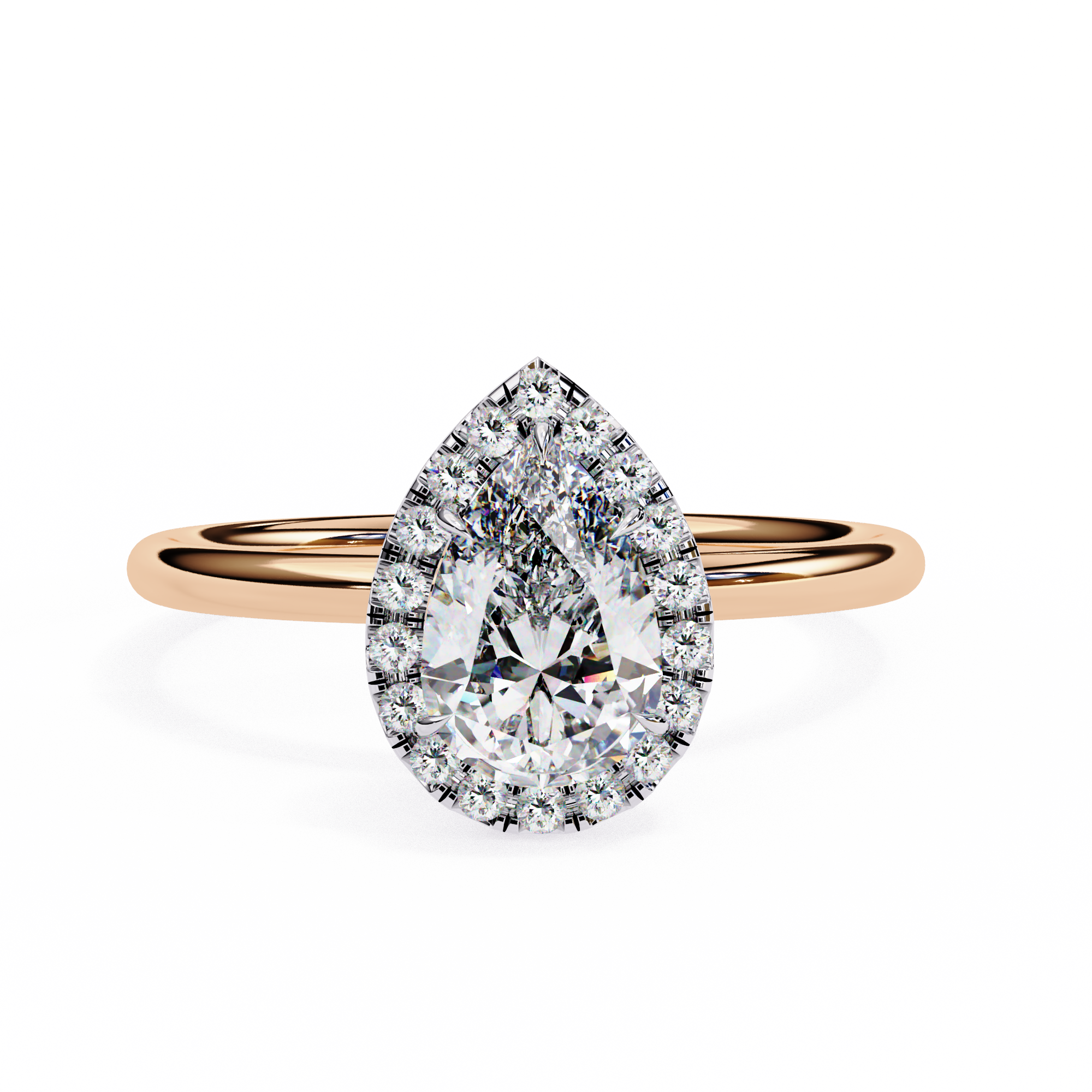 1.35 ct Pear-Round Fusion Ring 9k