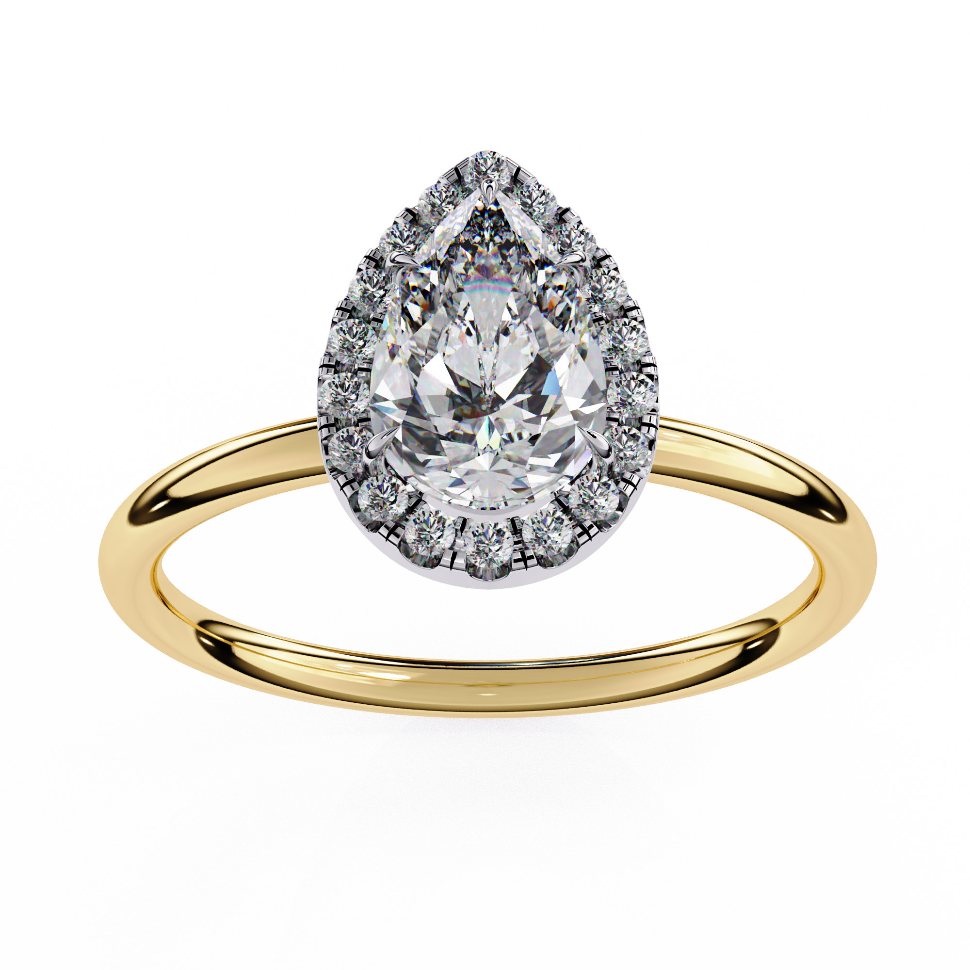 1.35 ct Pear-Round Fusion Ring 9k