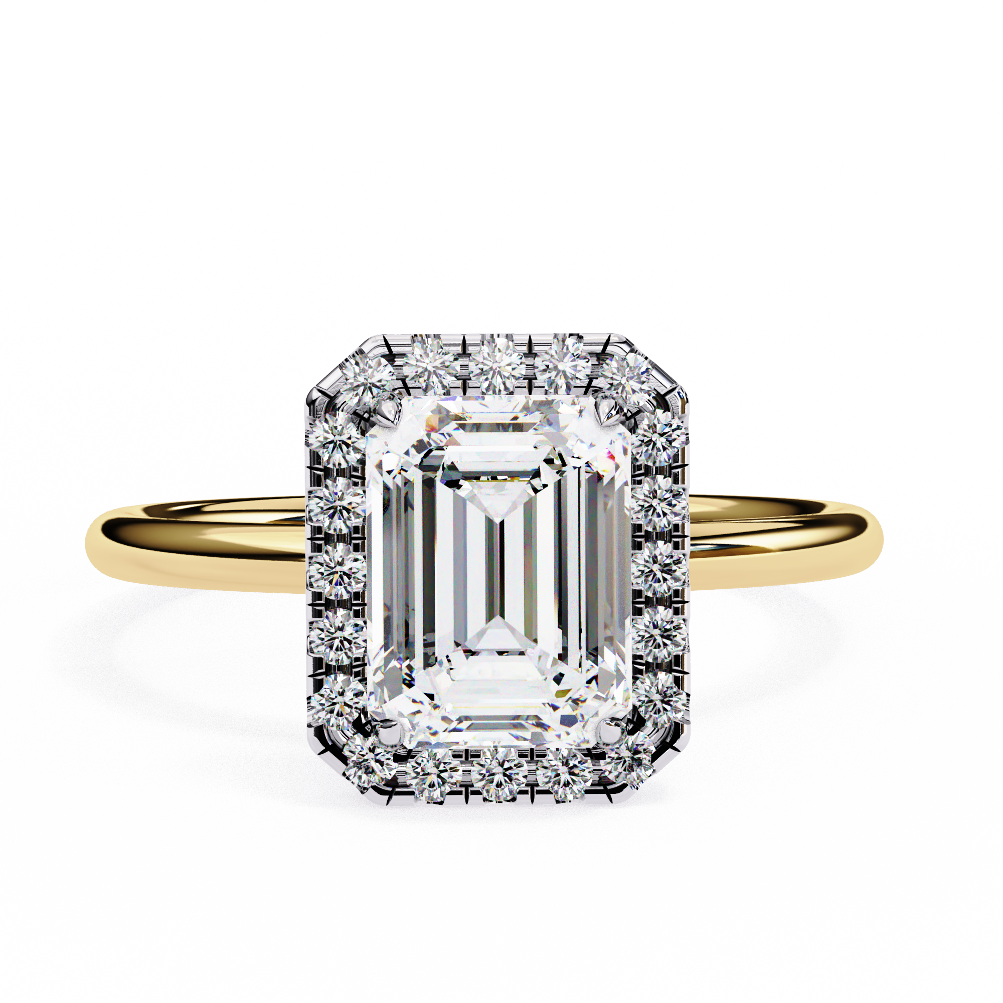1.83 ct Emerald-Round Duo Ring 9k