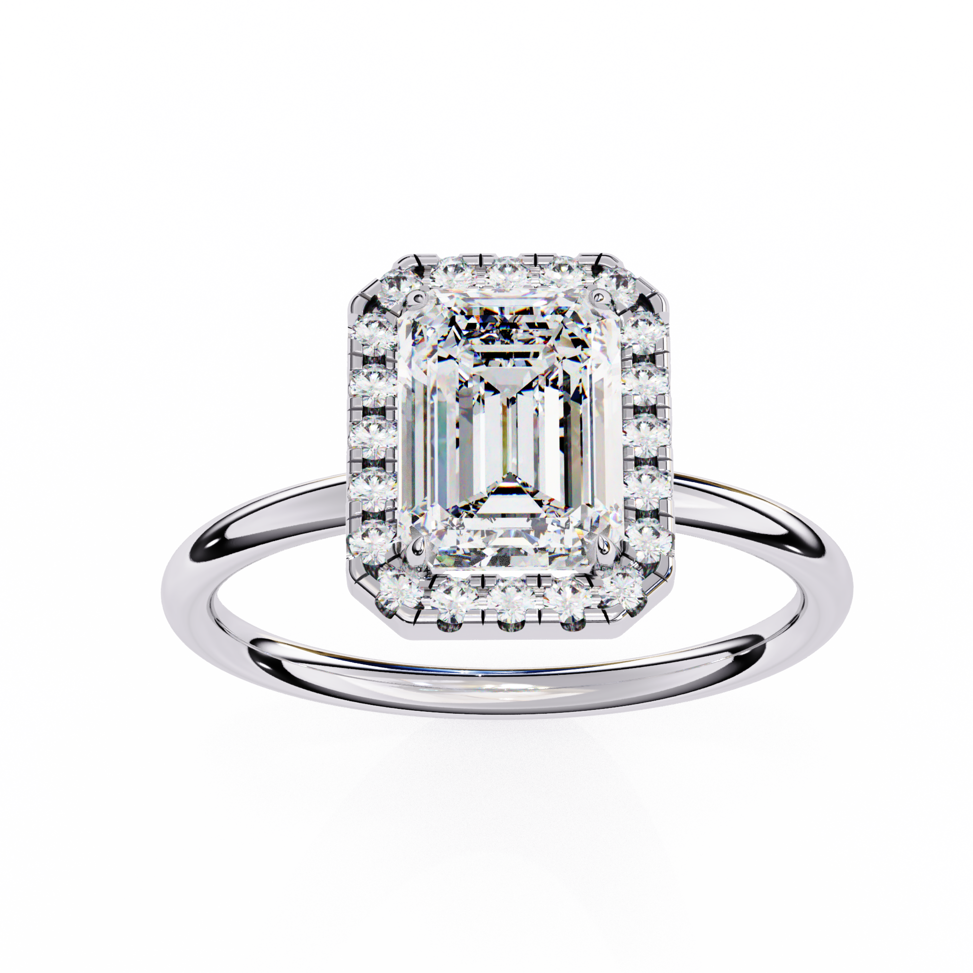 1.83 ct Emerald-Round Duo Ring 9k