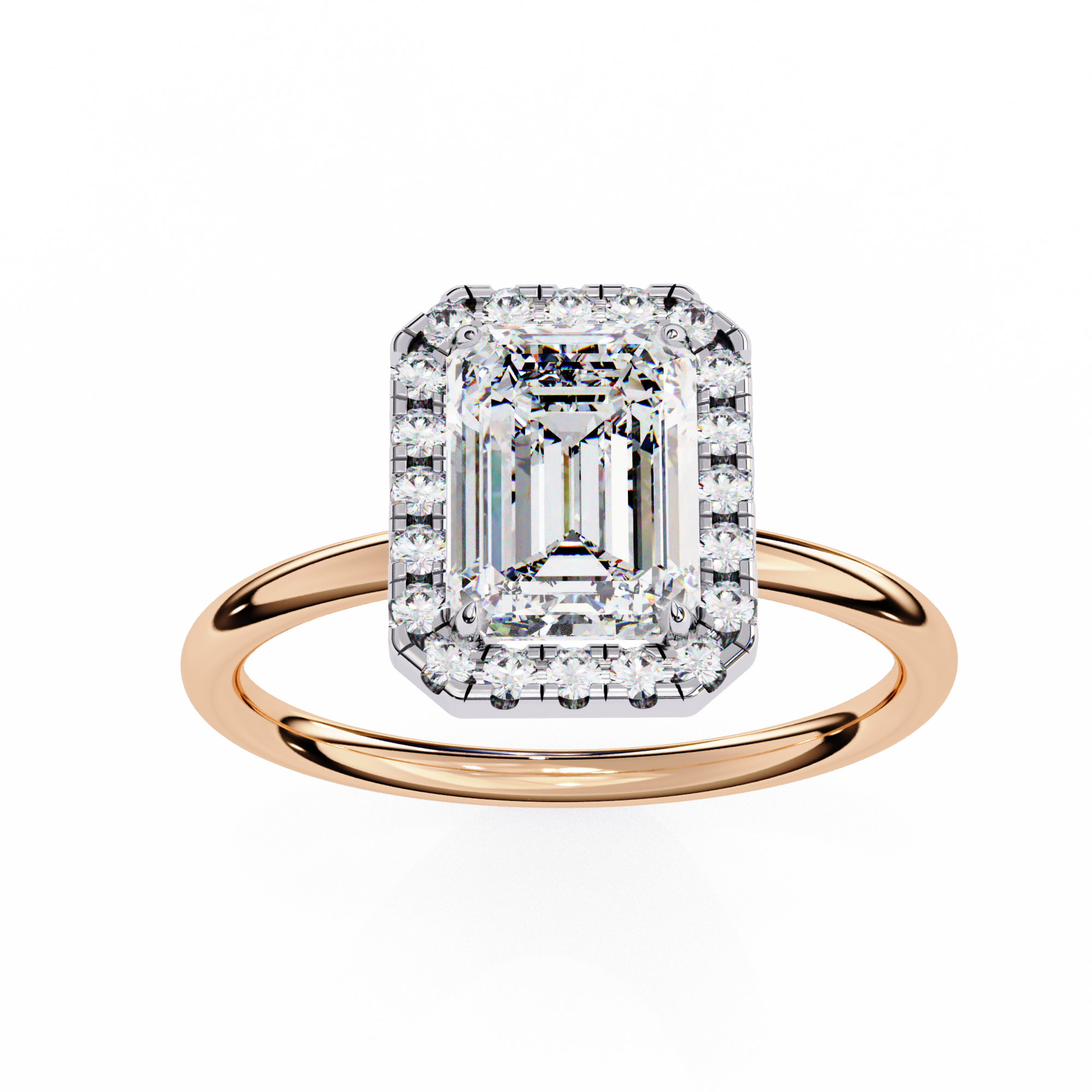 1.83 ct Emerald-Round Duo Ring 9k