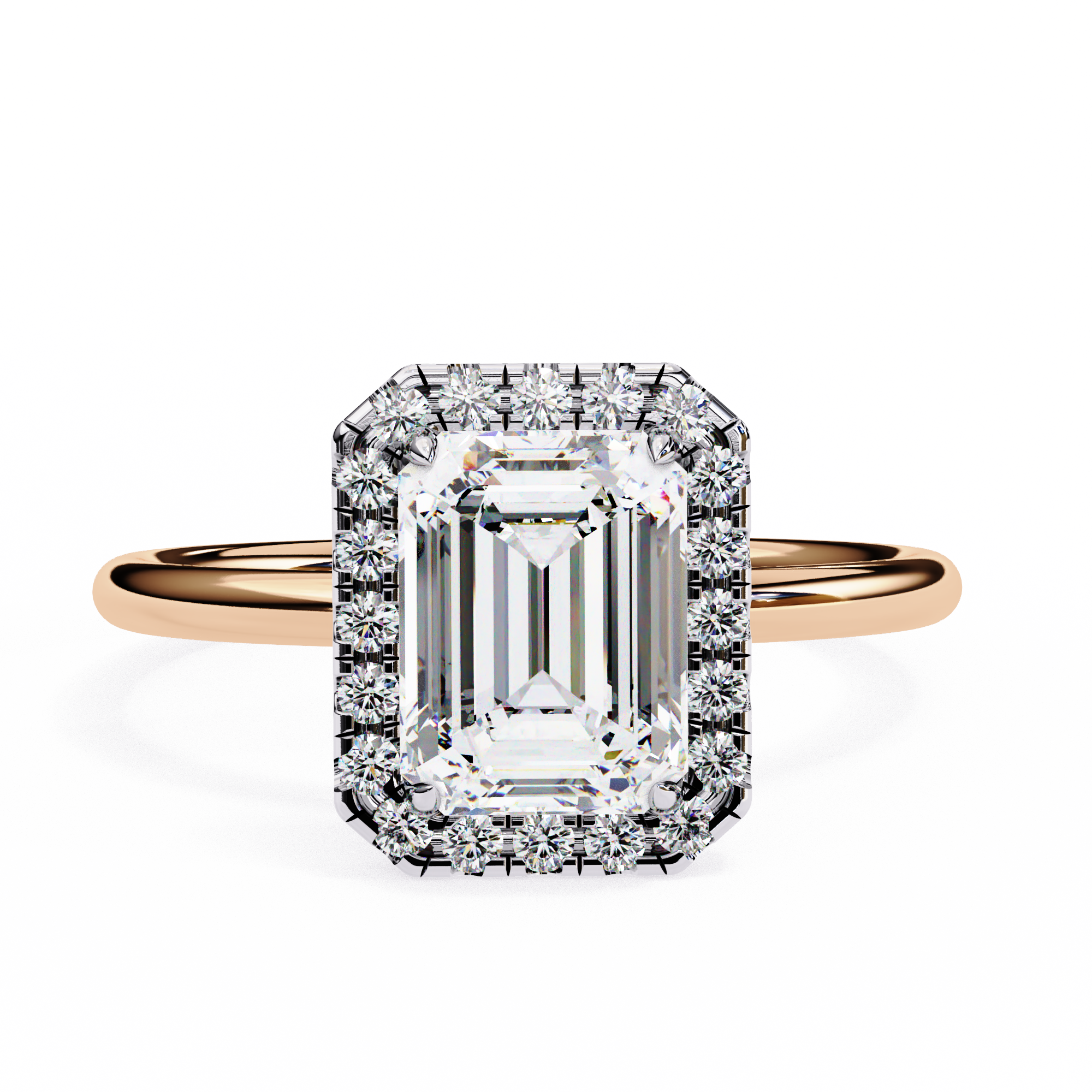 1.83 ct Emerald-Round Duo Ring 9k