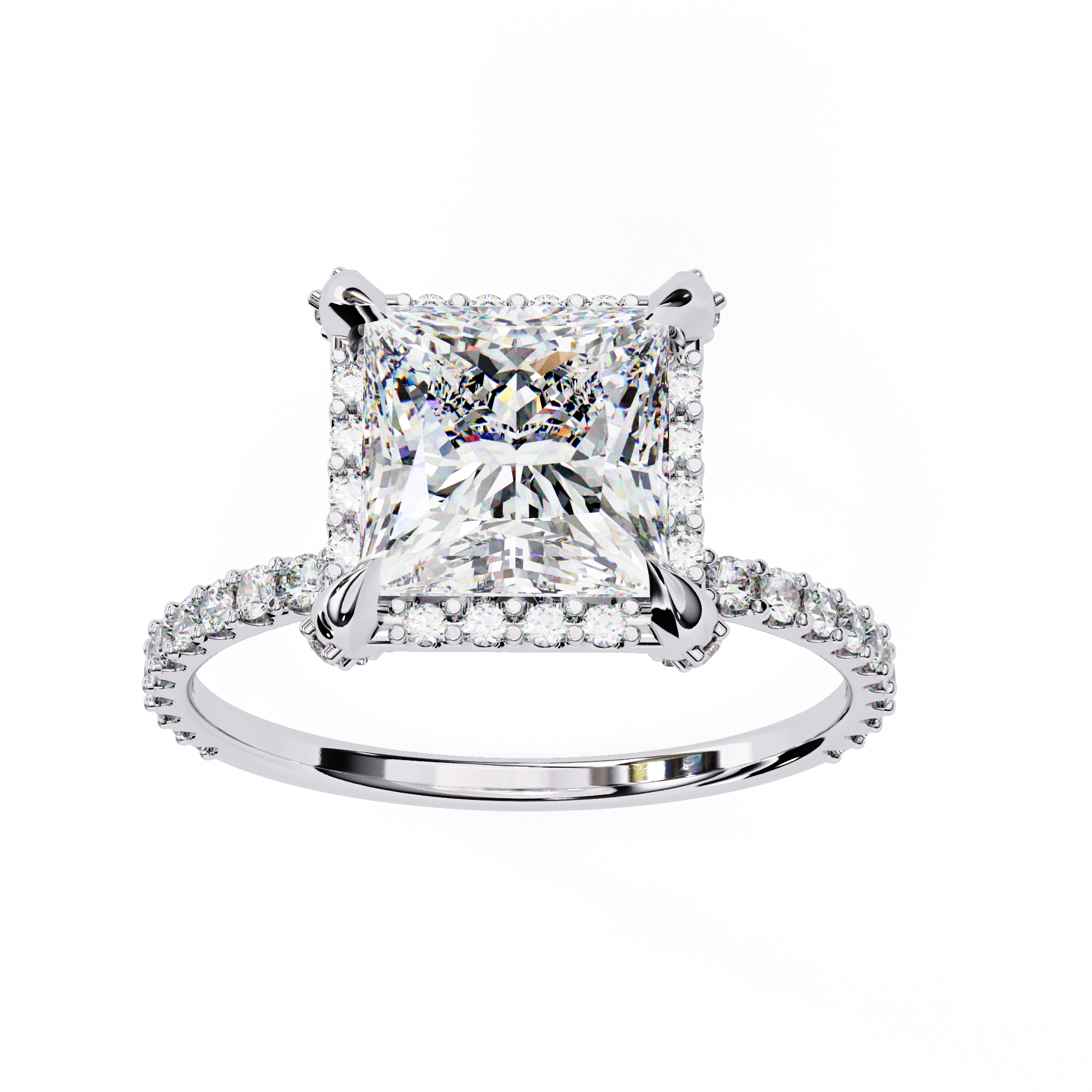 2.52 carat princess round rings