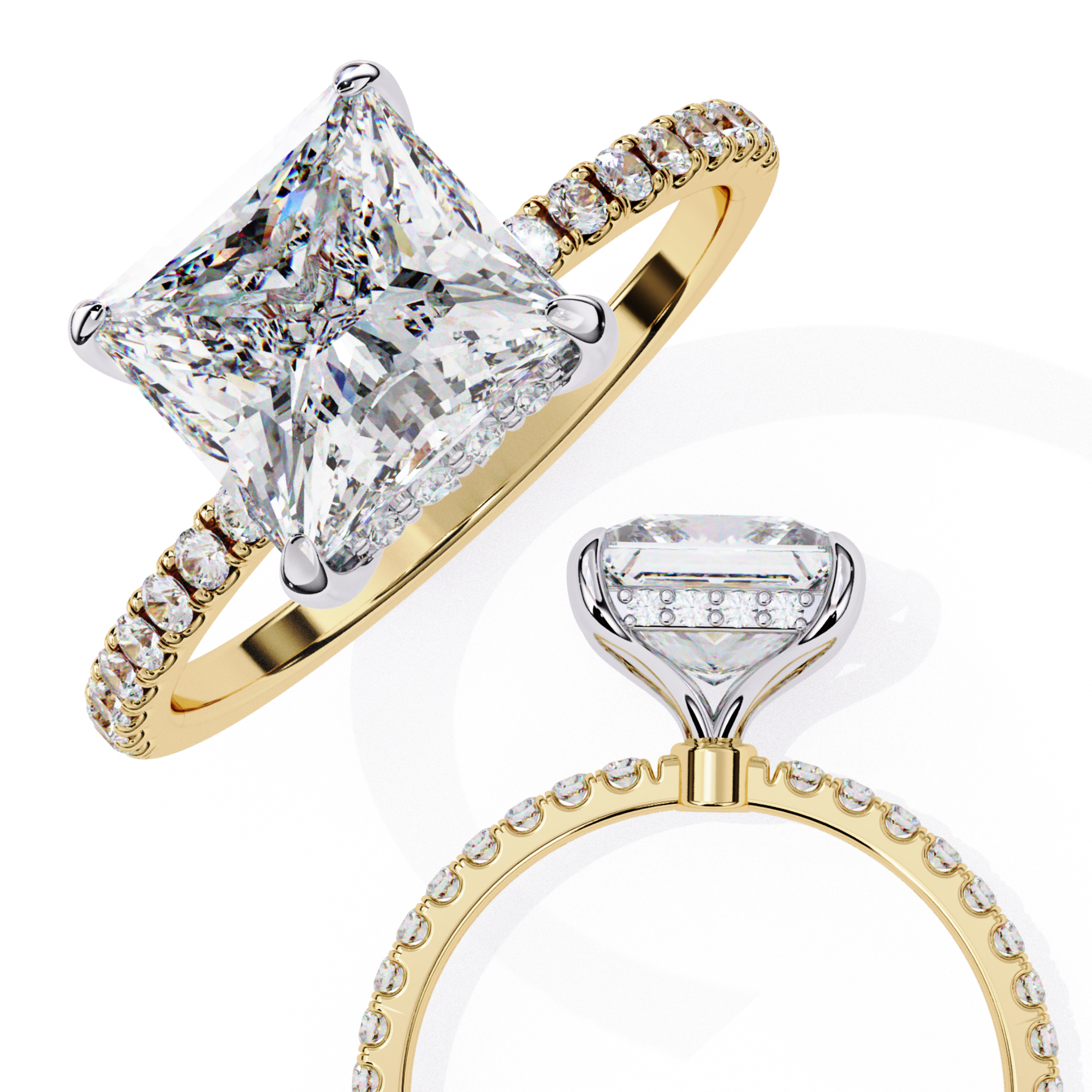 2.54 carat princess round rings