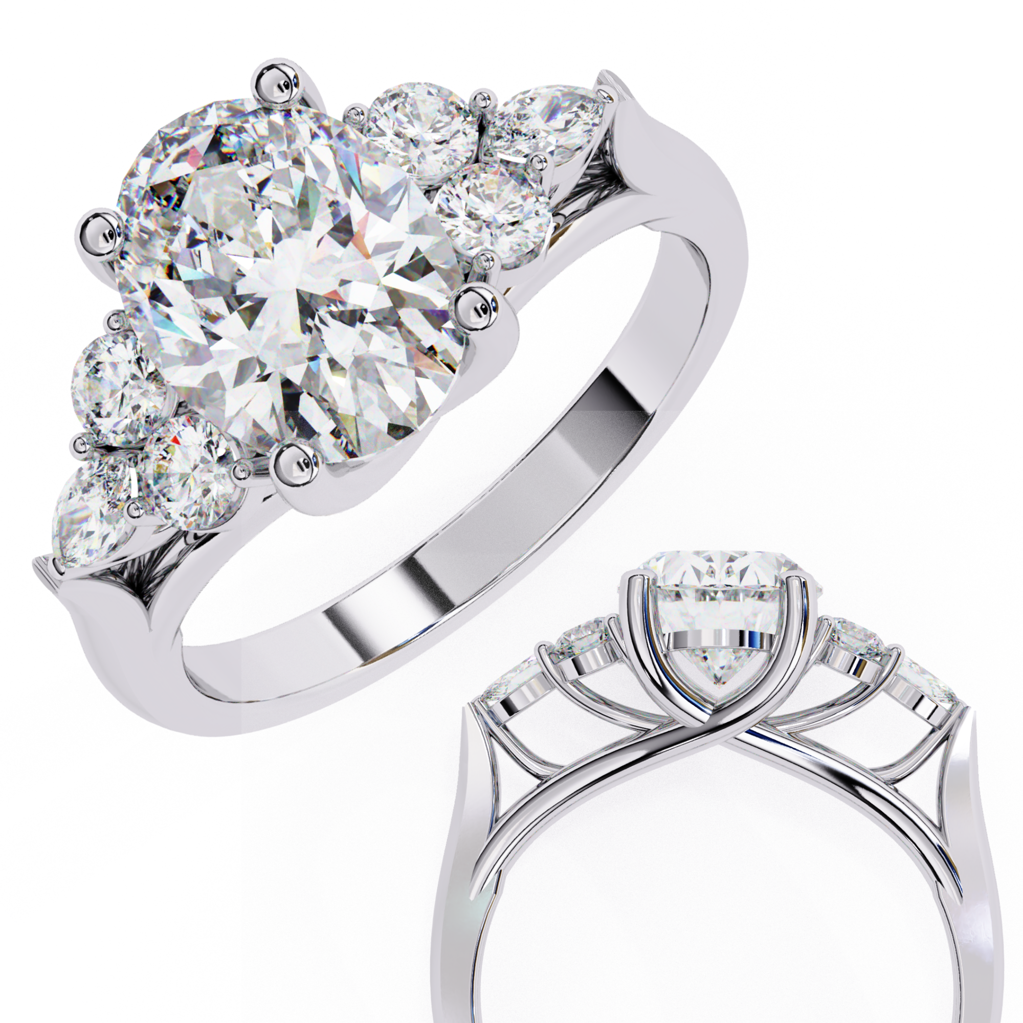 2.50 ct Marquise Oval Splendor Ring 9k