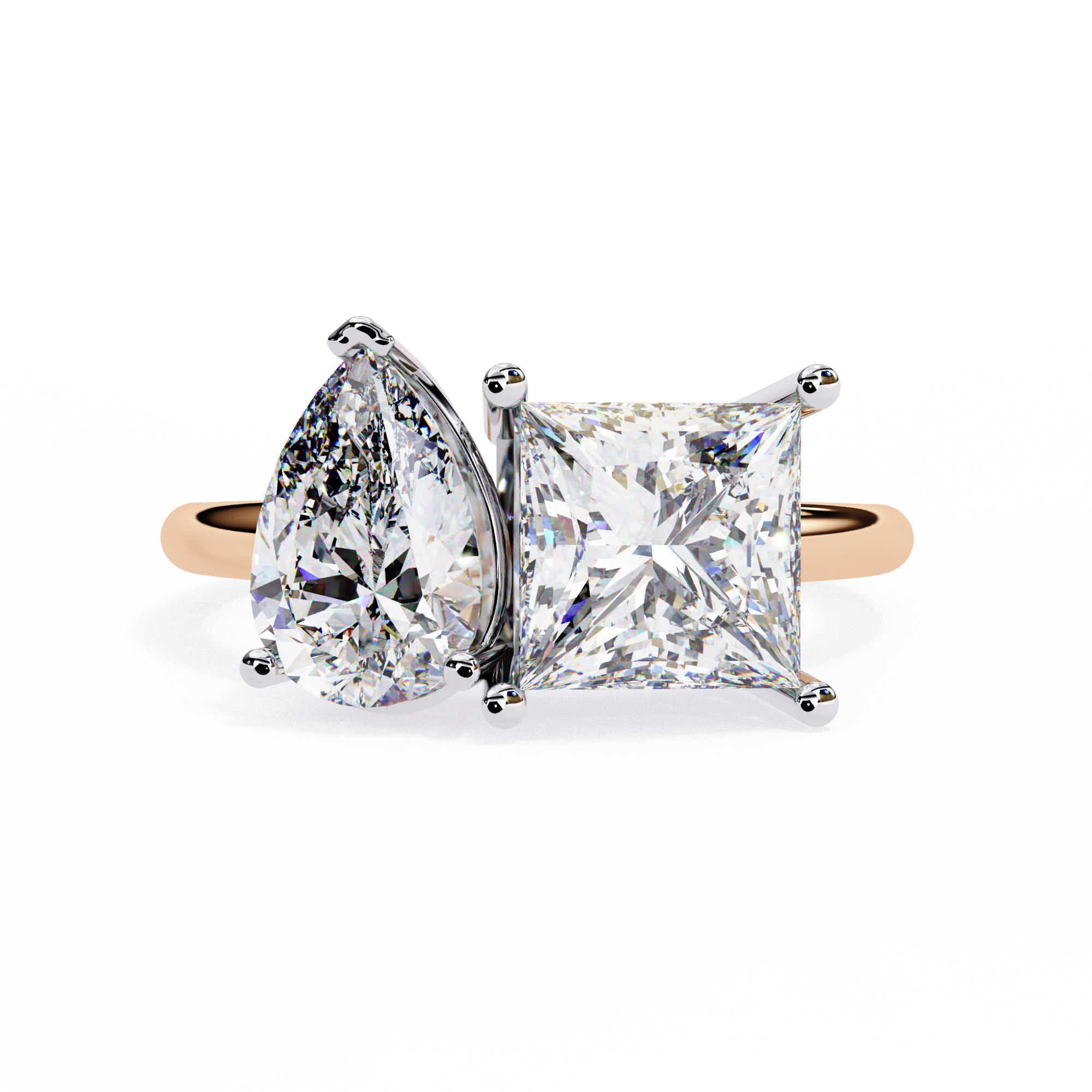 4.3 carat pear princess rings