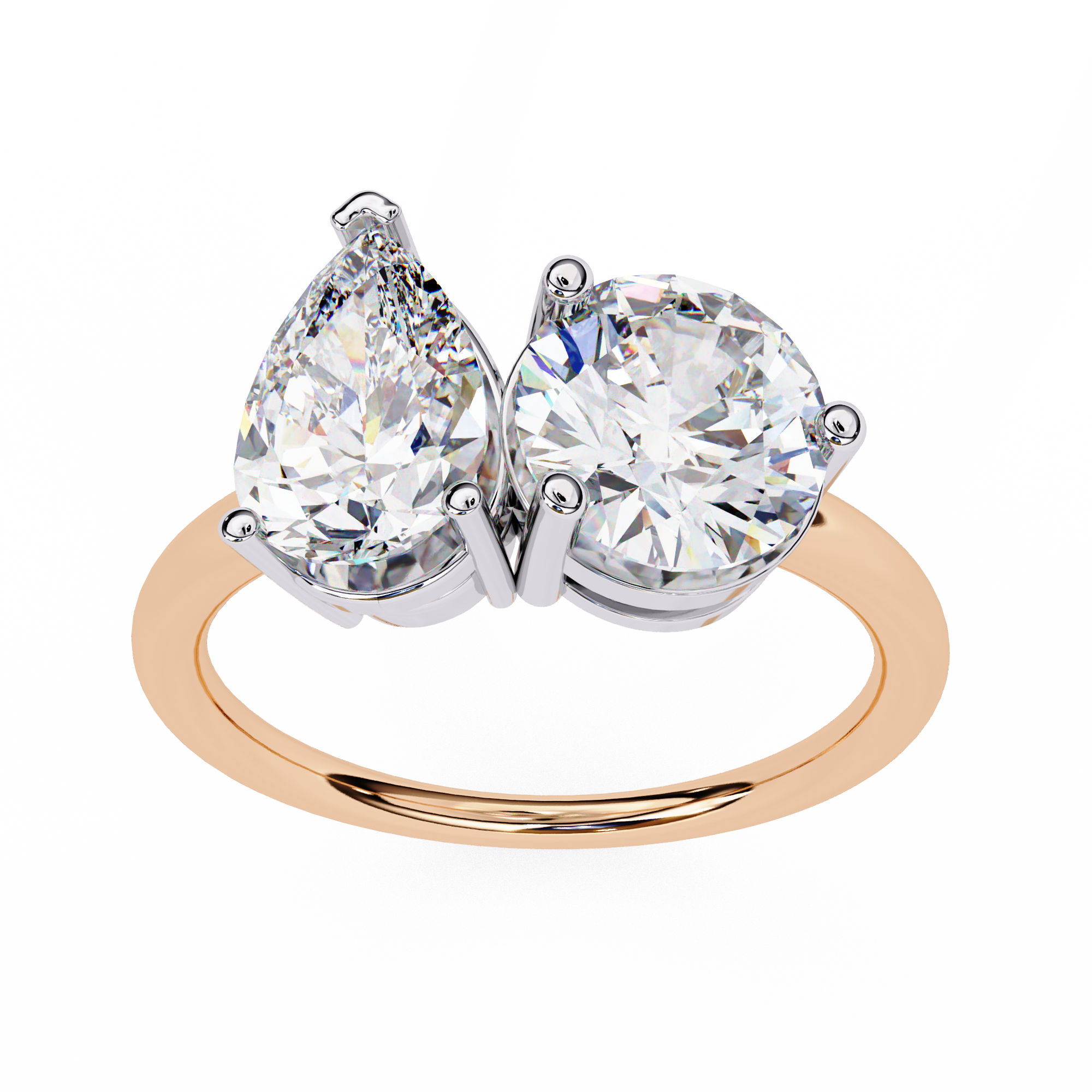 3.8 carat pear round rings