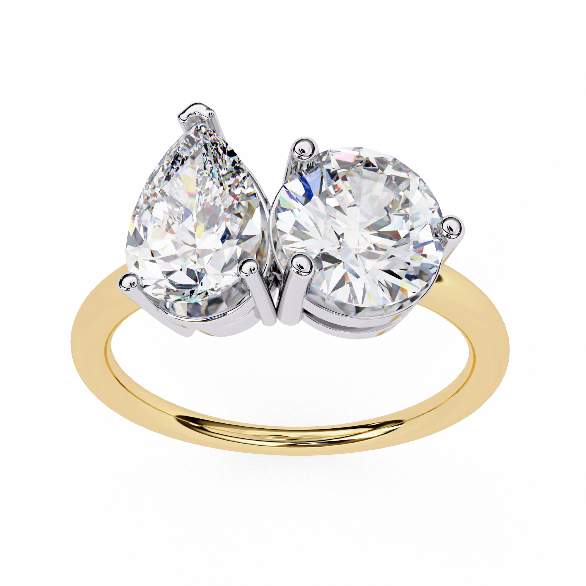 3.8 carat pear round rings