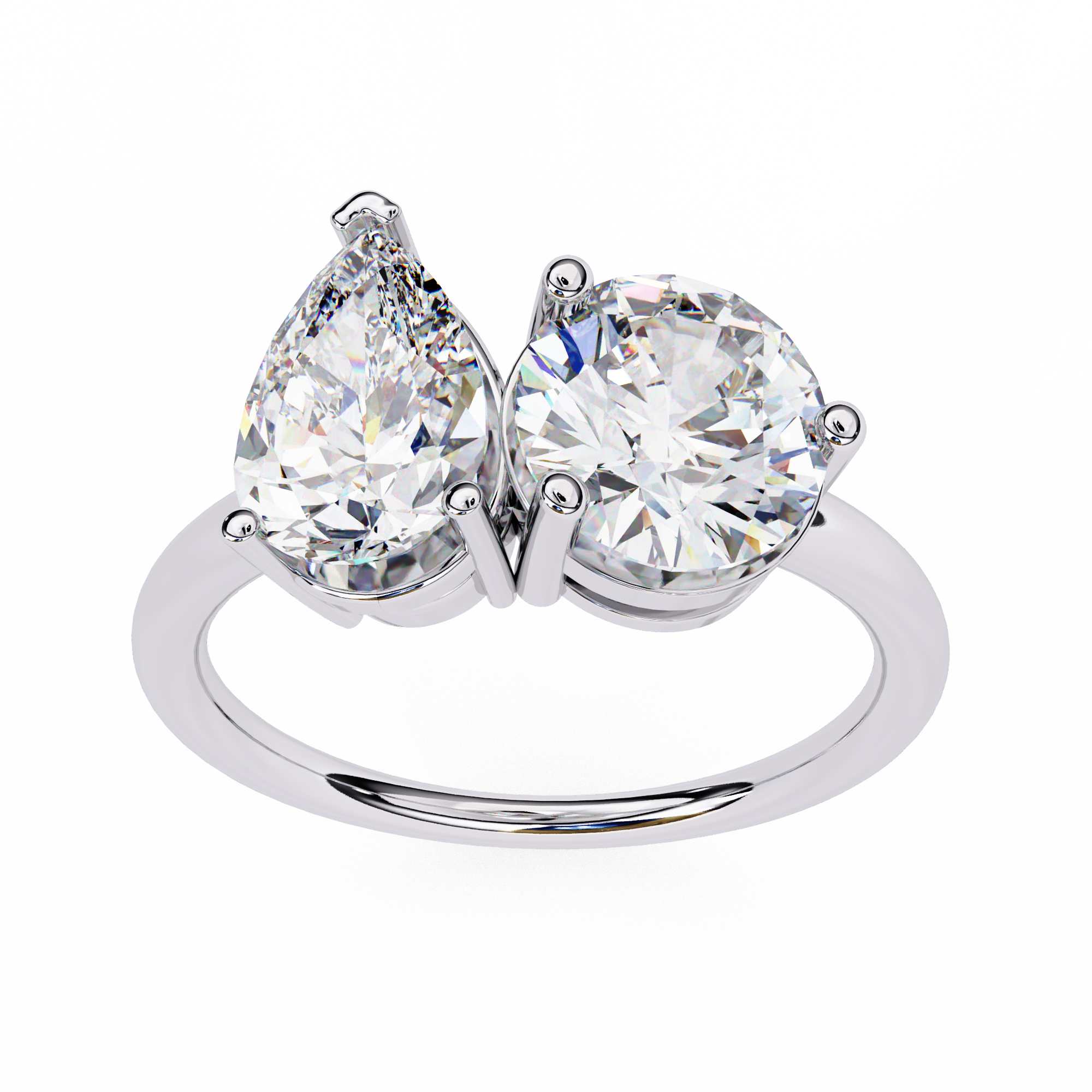 3.8 carat pear round rings