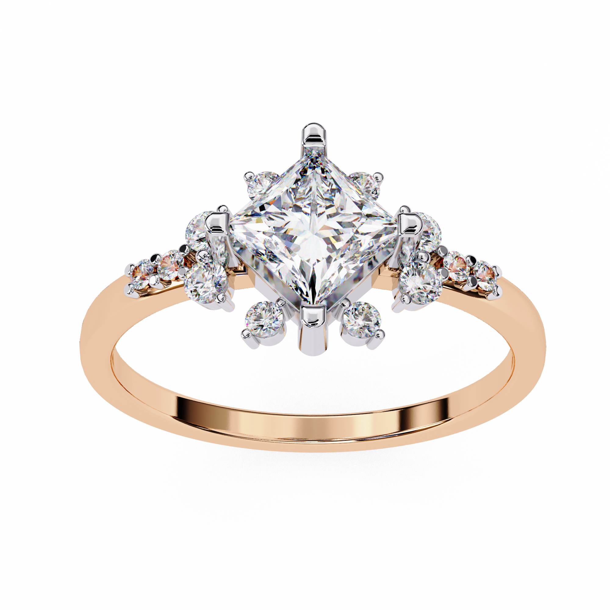 1.01 Carat Princess Round Rings