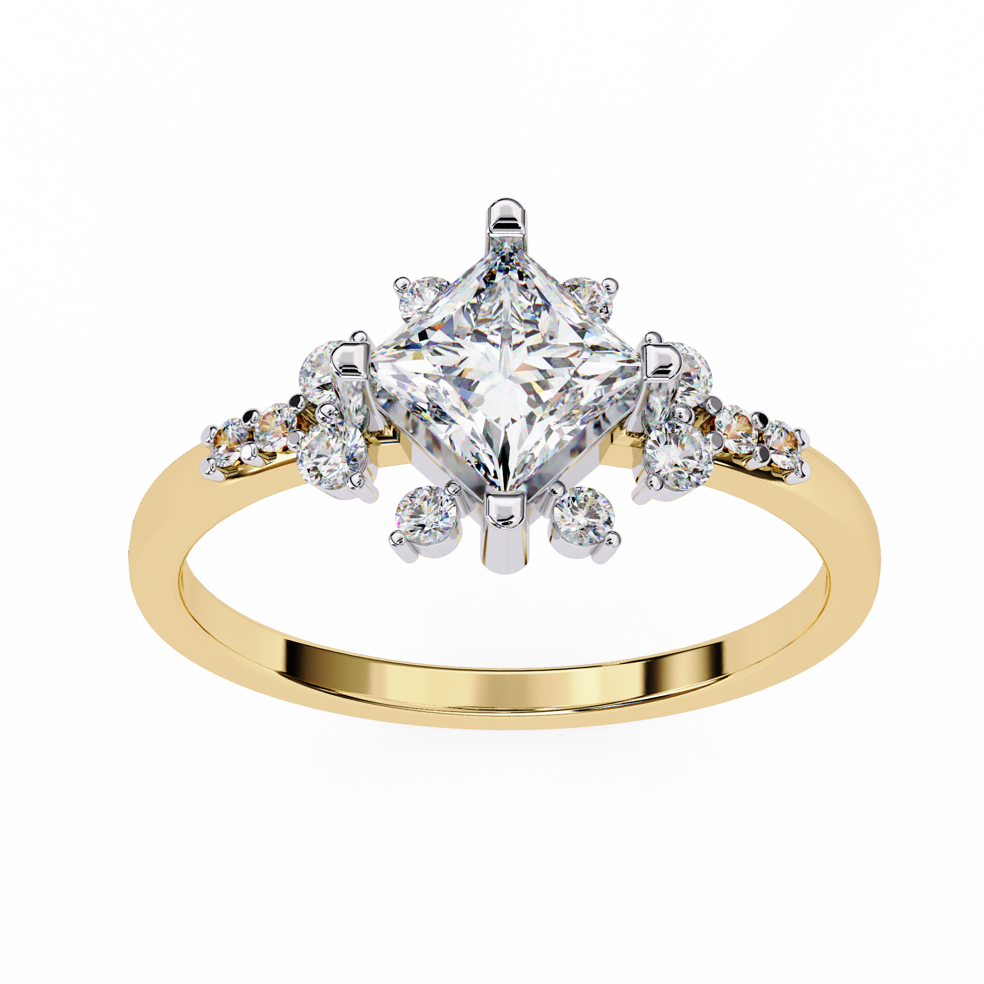 1.01 carat princess round rings 18K