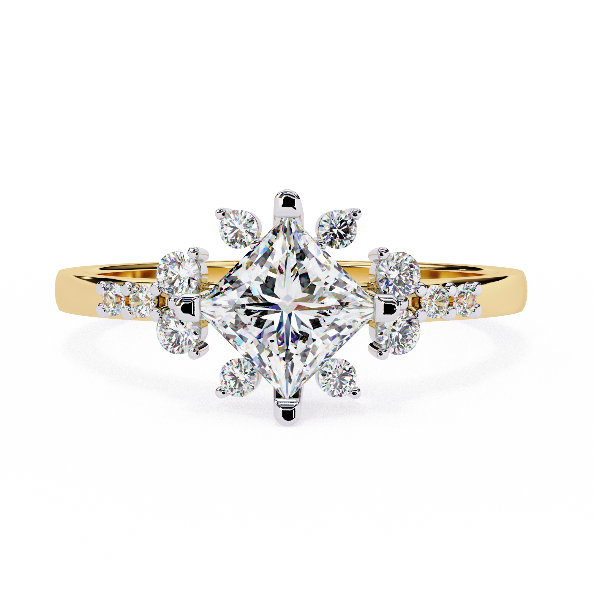 1.01 carat princess round rings 18K