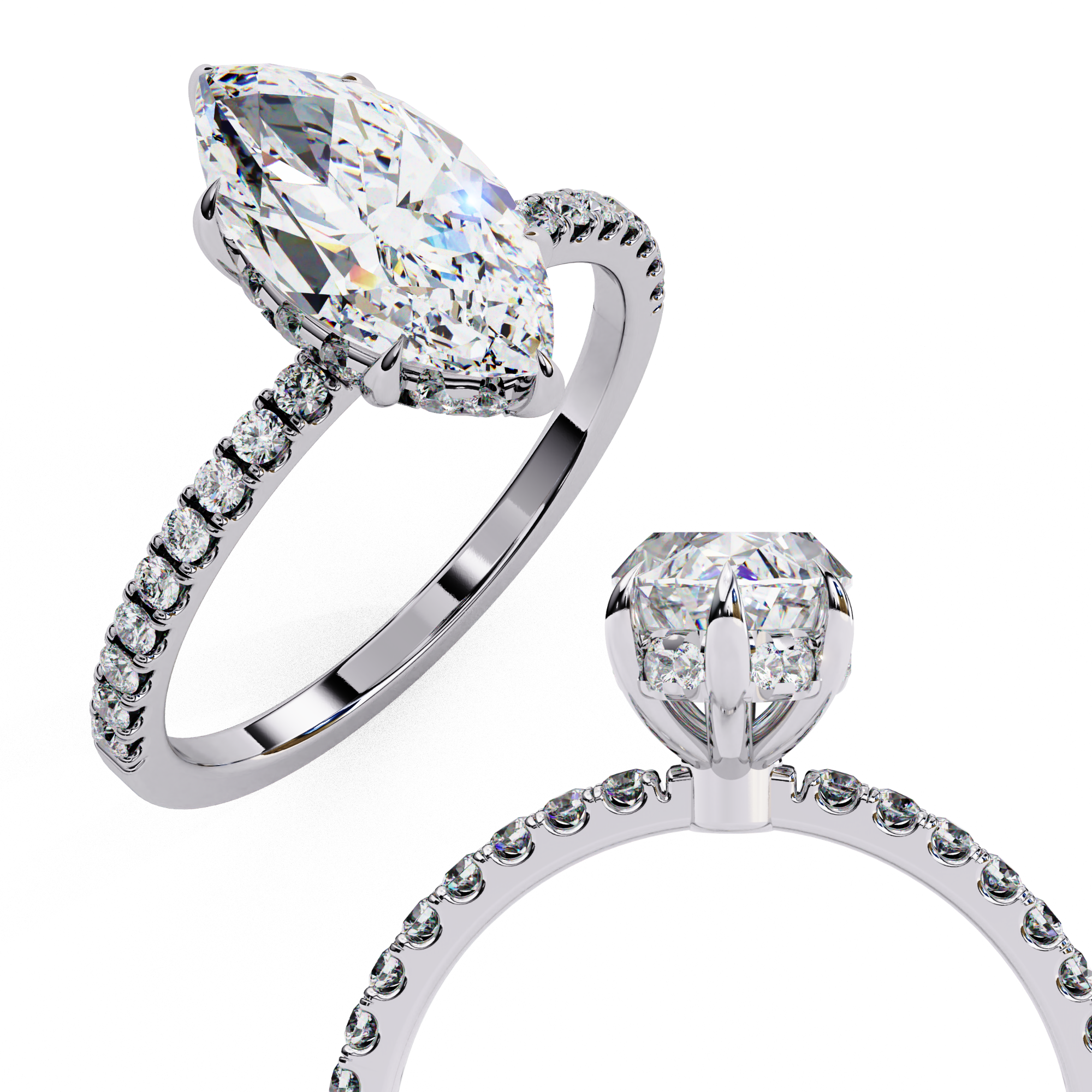 1.72 carat marquise round rings